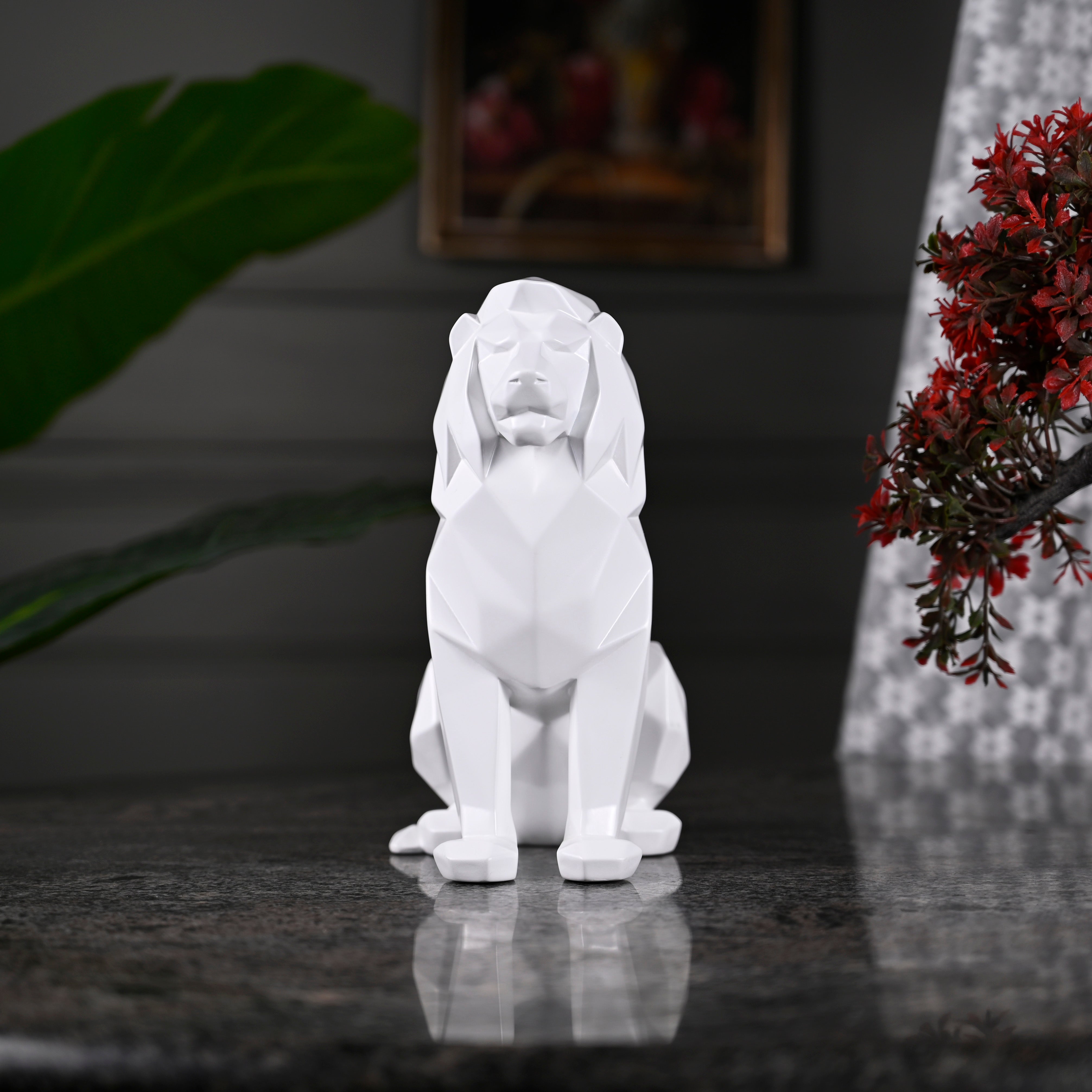 Artarium Stylized Geometric Sitting Lion Figurine Idol