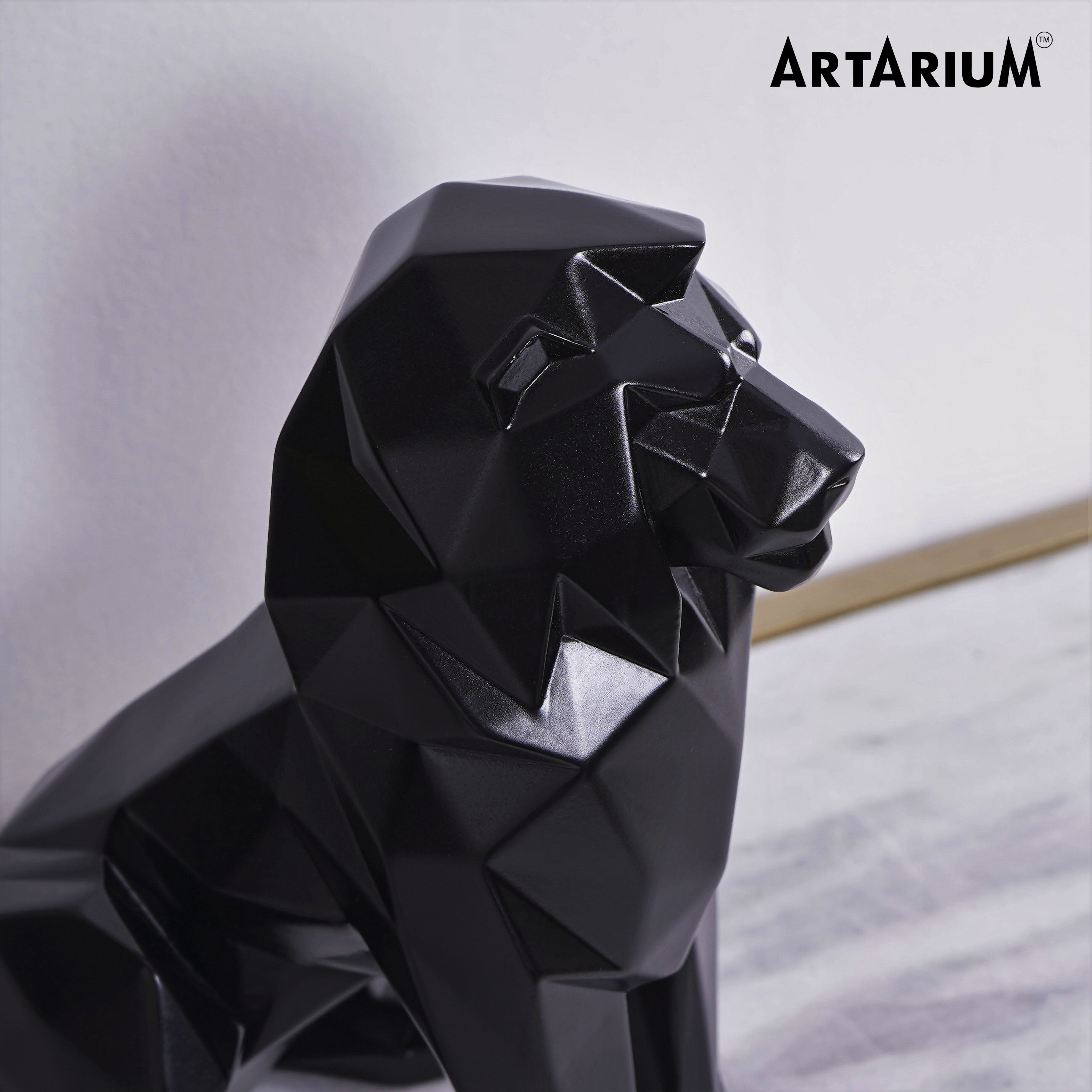 Artarium Stylized Geometric Sitting Lion Figurine Idol