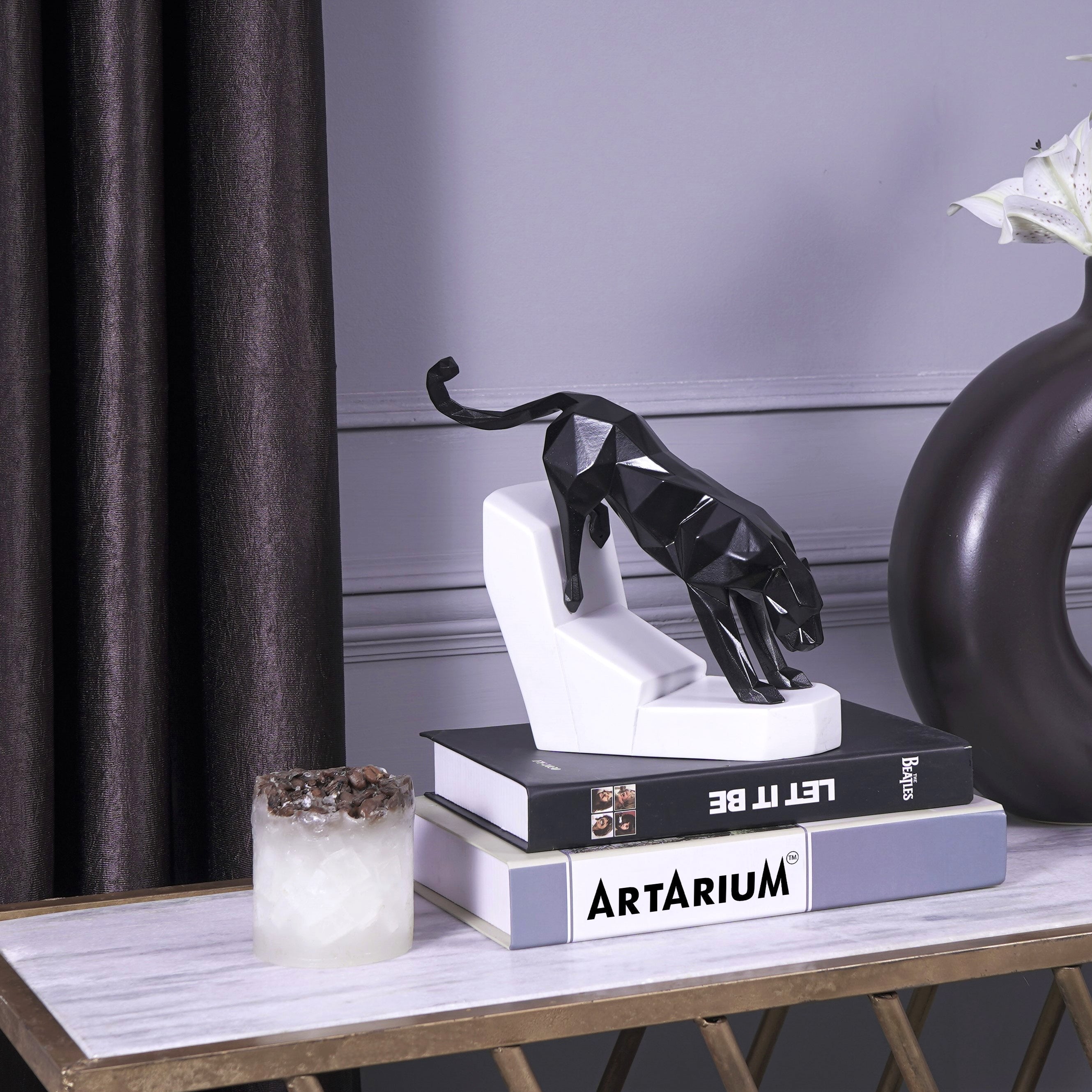 Artarium Modern Geometric Leaping Jaguar Figurine Idol