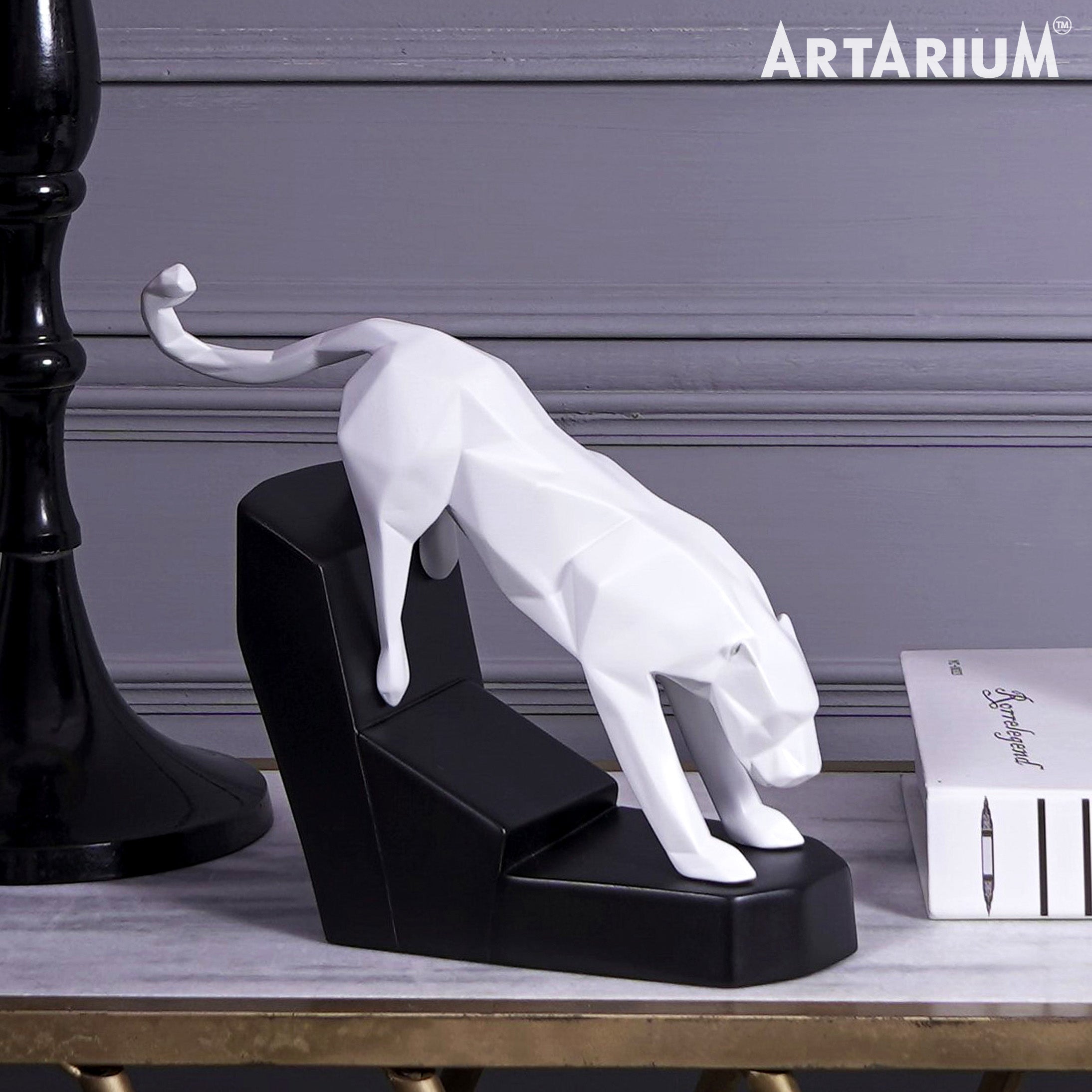 Artarium Modern Geometric Leaping Jaguar Figurine Idol