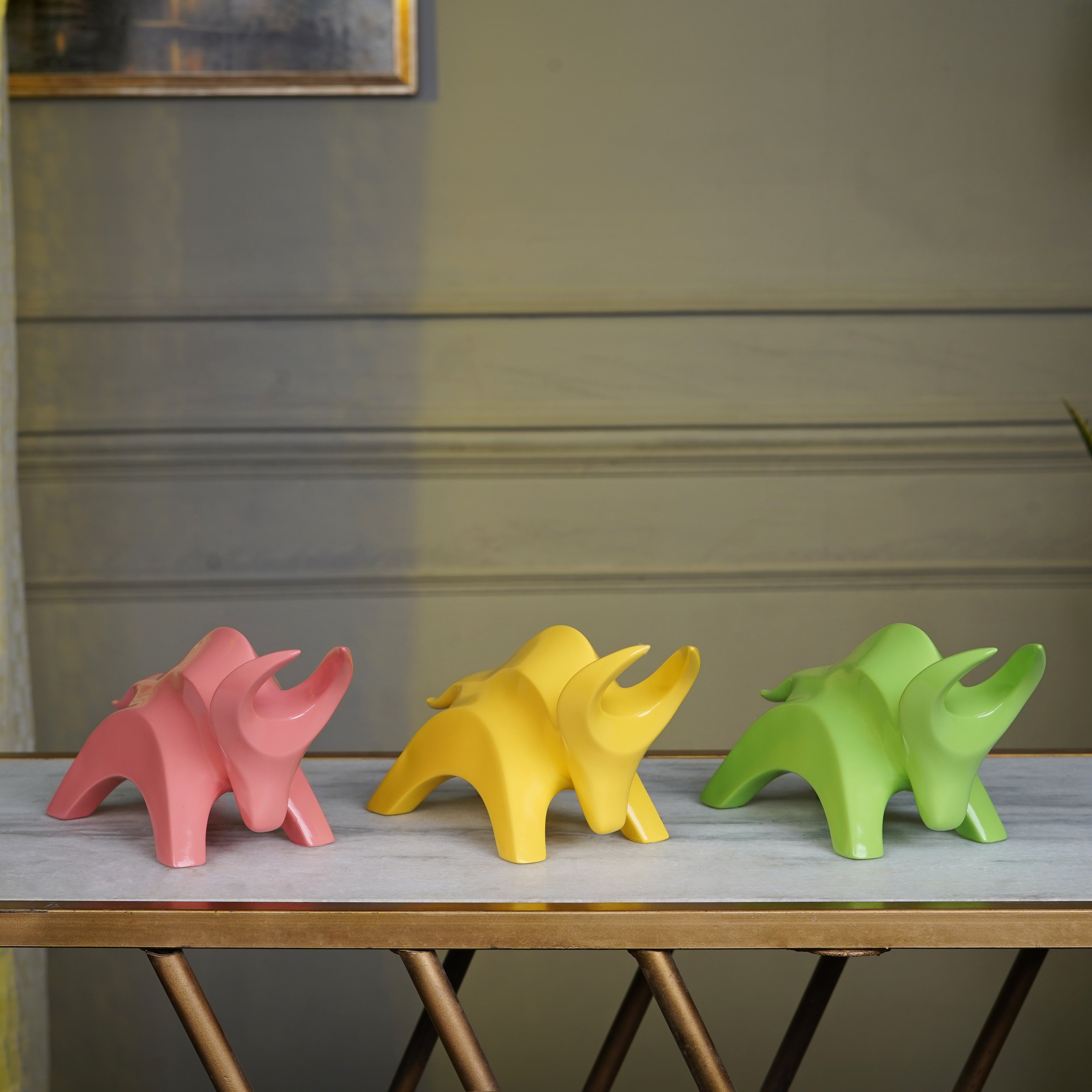 Artarium Stylized Charging Bull Figurine Idol