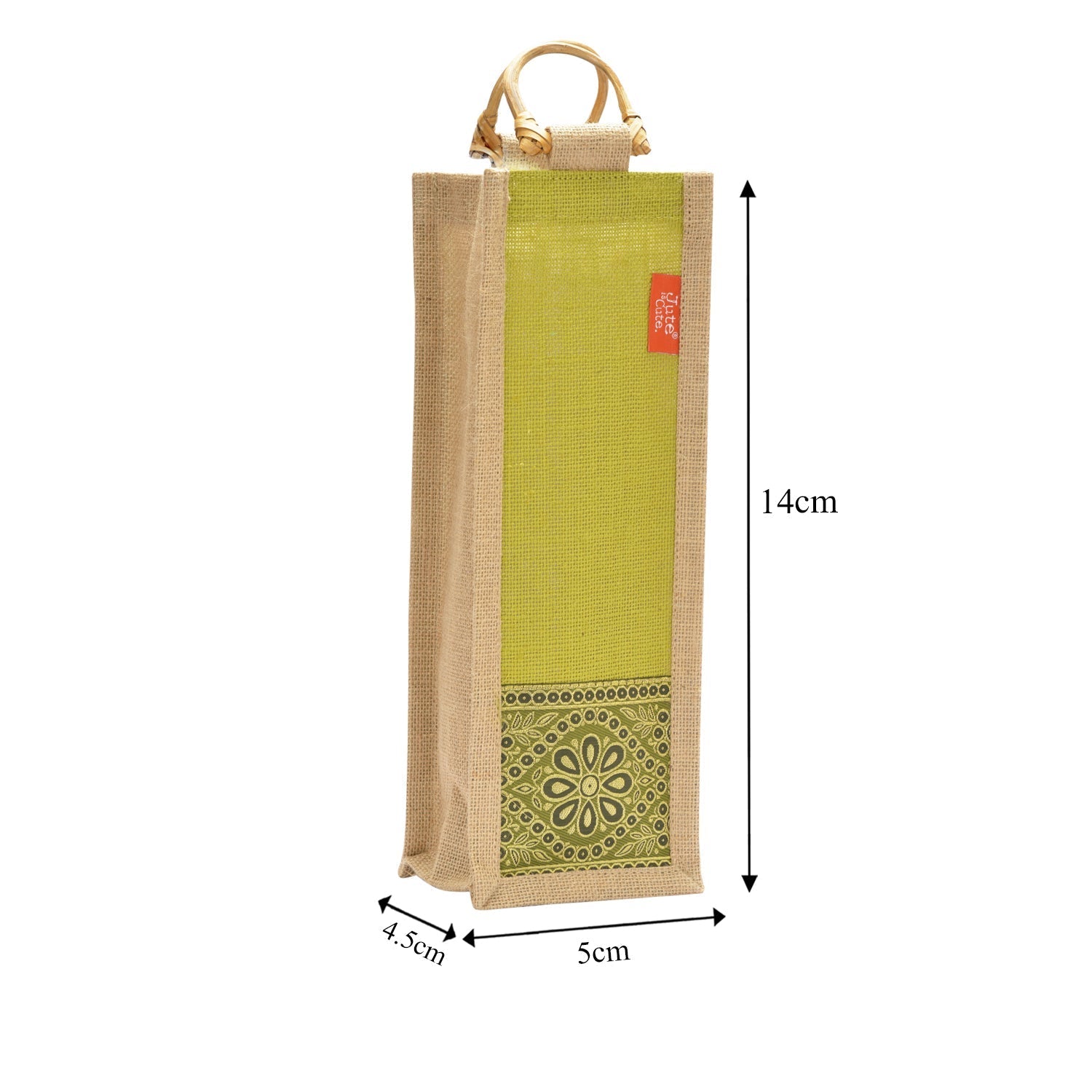 Jute Cottage Bottle Bag With Lace / Print