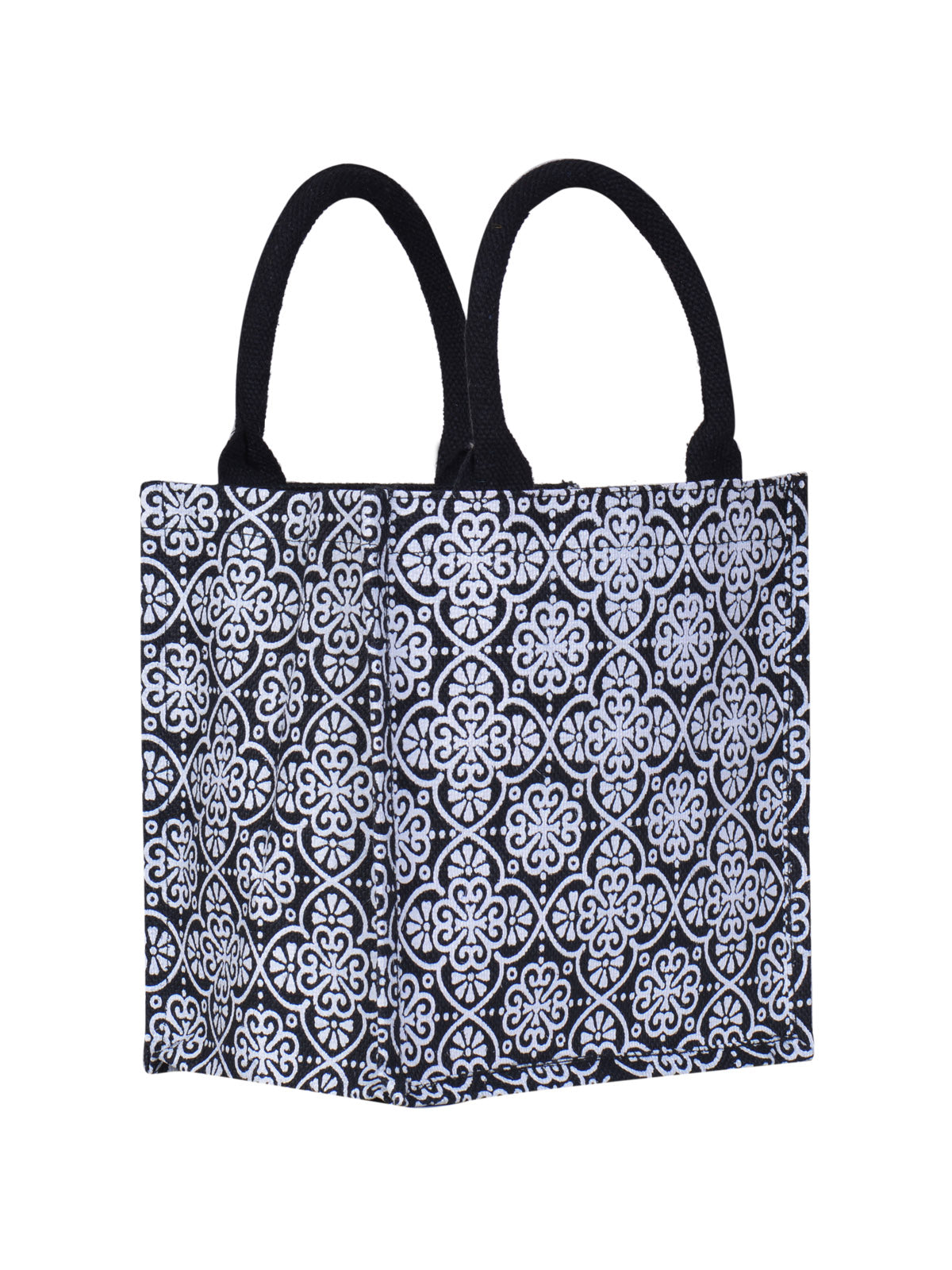 Jute Cottage Mughal Print Zipper Lunch Bag 100% Genuine Jute