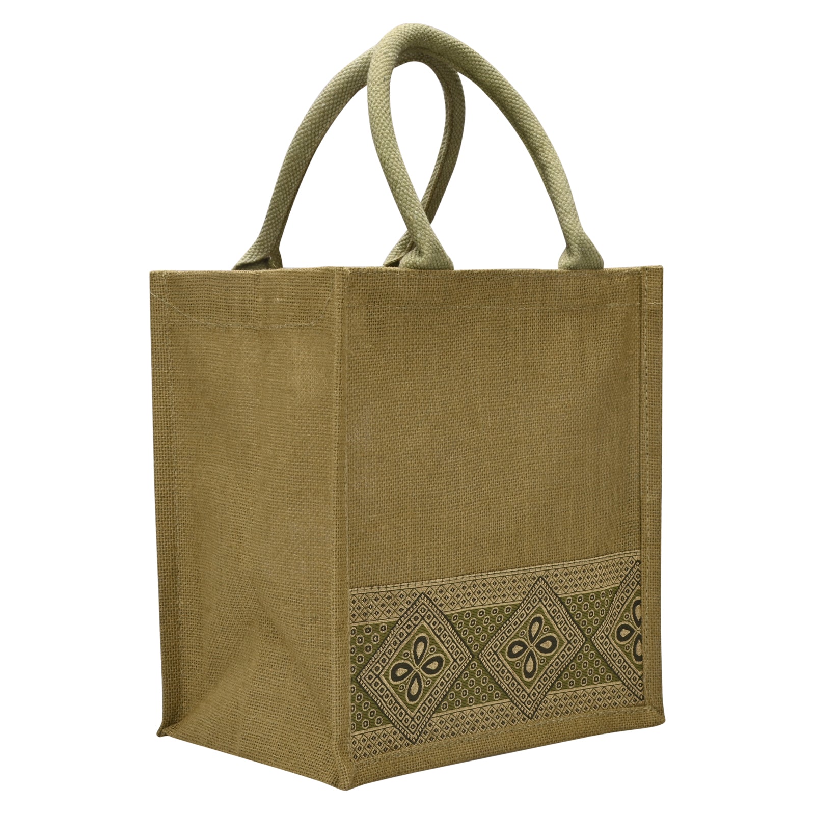 Jute Cottage Lace Zipper Lunch Bag 100% Genuine Jute