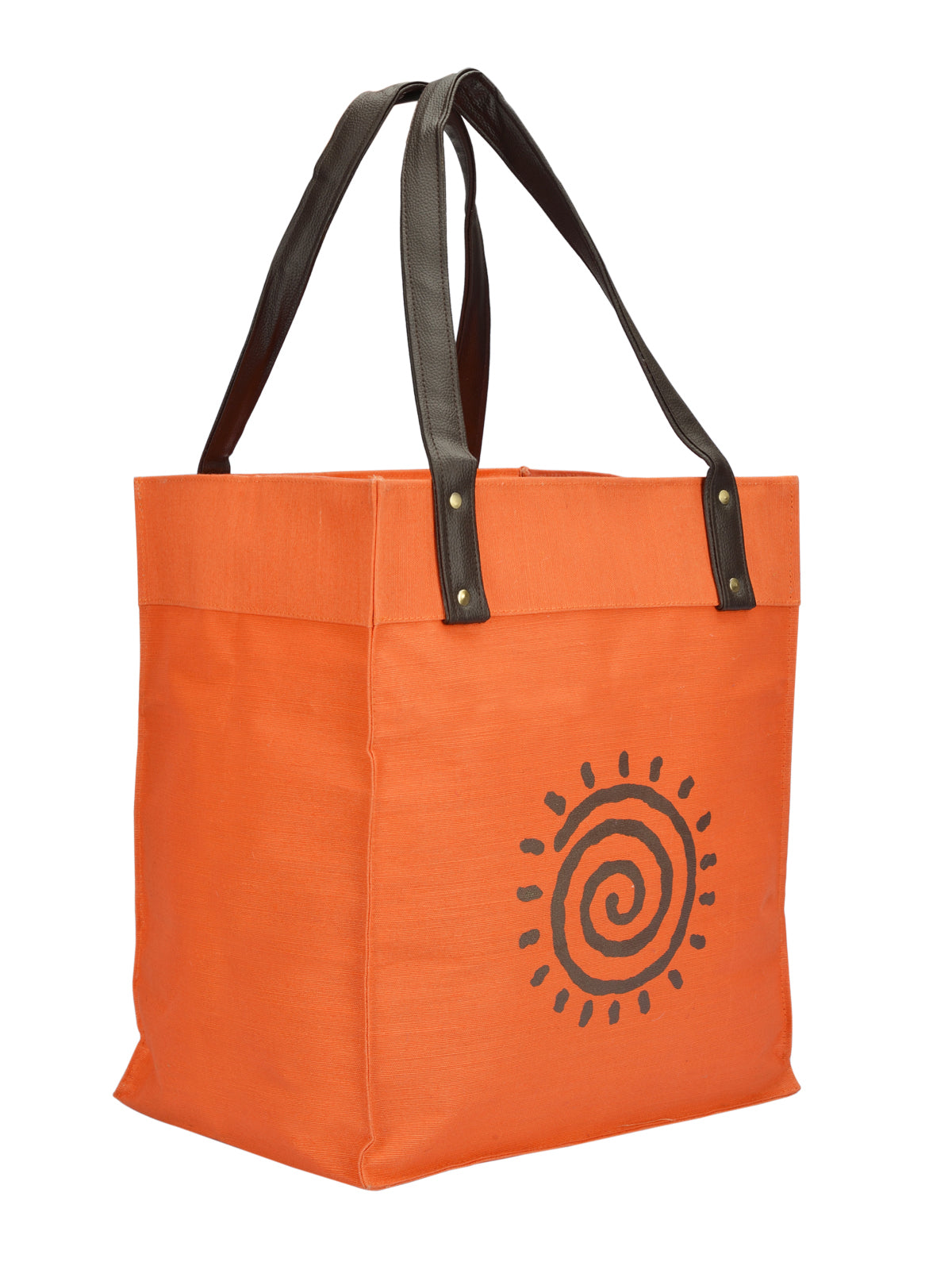 Jute Cottage Juco Pu Handle Zipper Shopping Bag