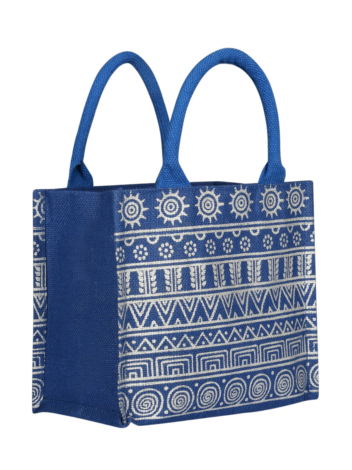 Jute Cottage Aztec Print Zipper Lunch Bag 100% Genuine Jute