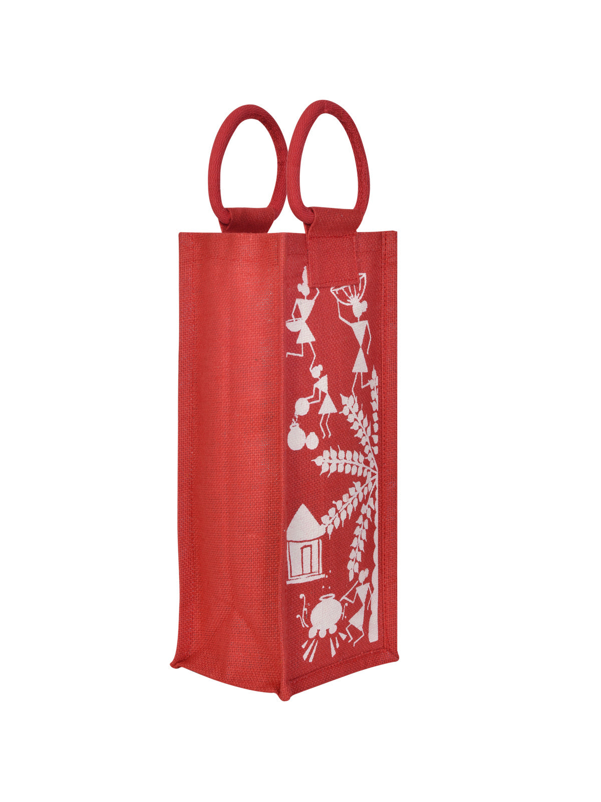 Jute Cottage Bottle Bag Warli Print