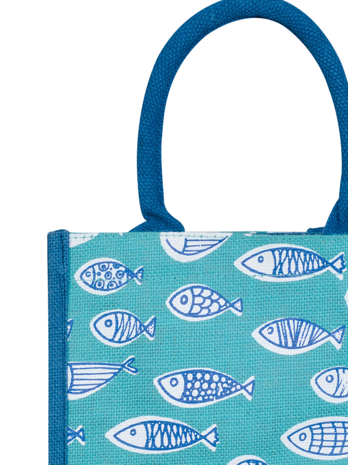 Jute Cottage Fish Print Zipper Lunch Bag 100% Genuine