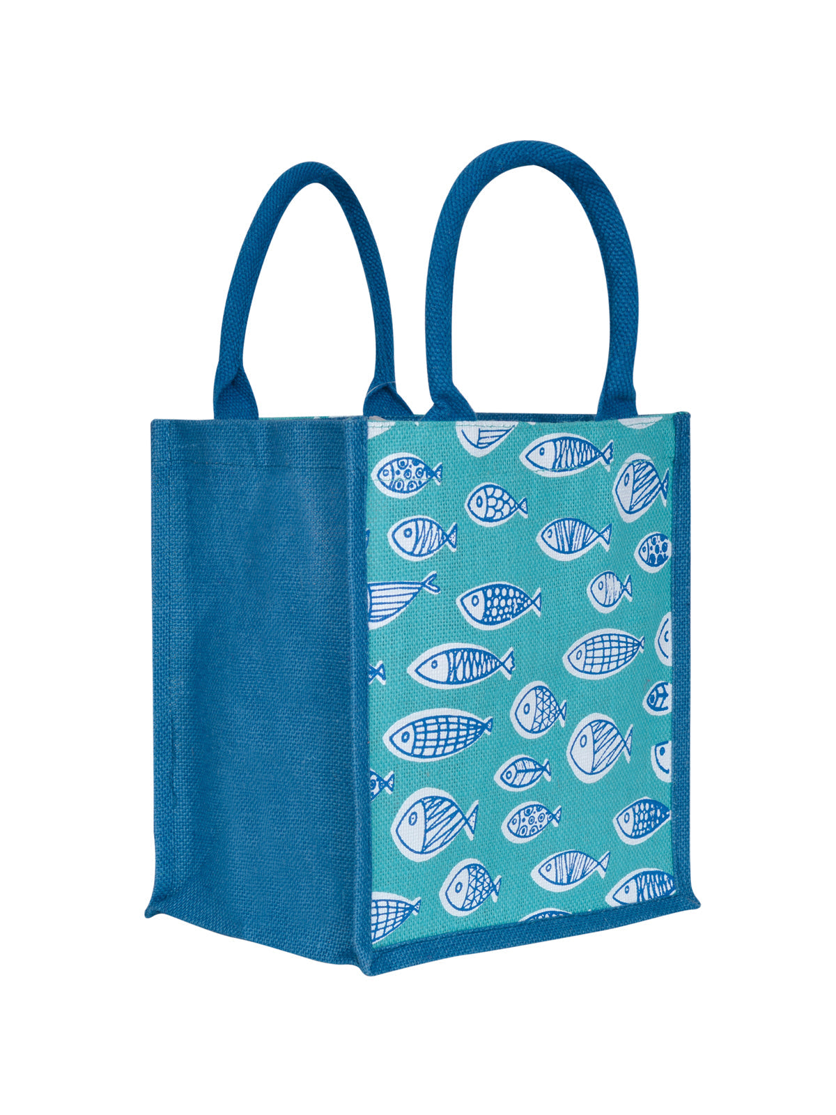 Jute Cottage Fish Print Zipper Lunch Bag 100% Genuine