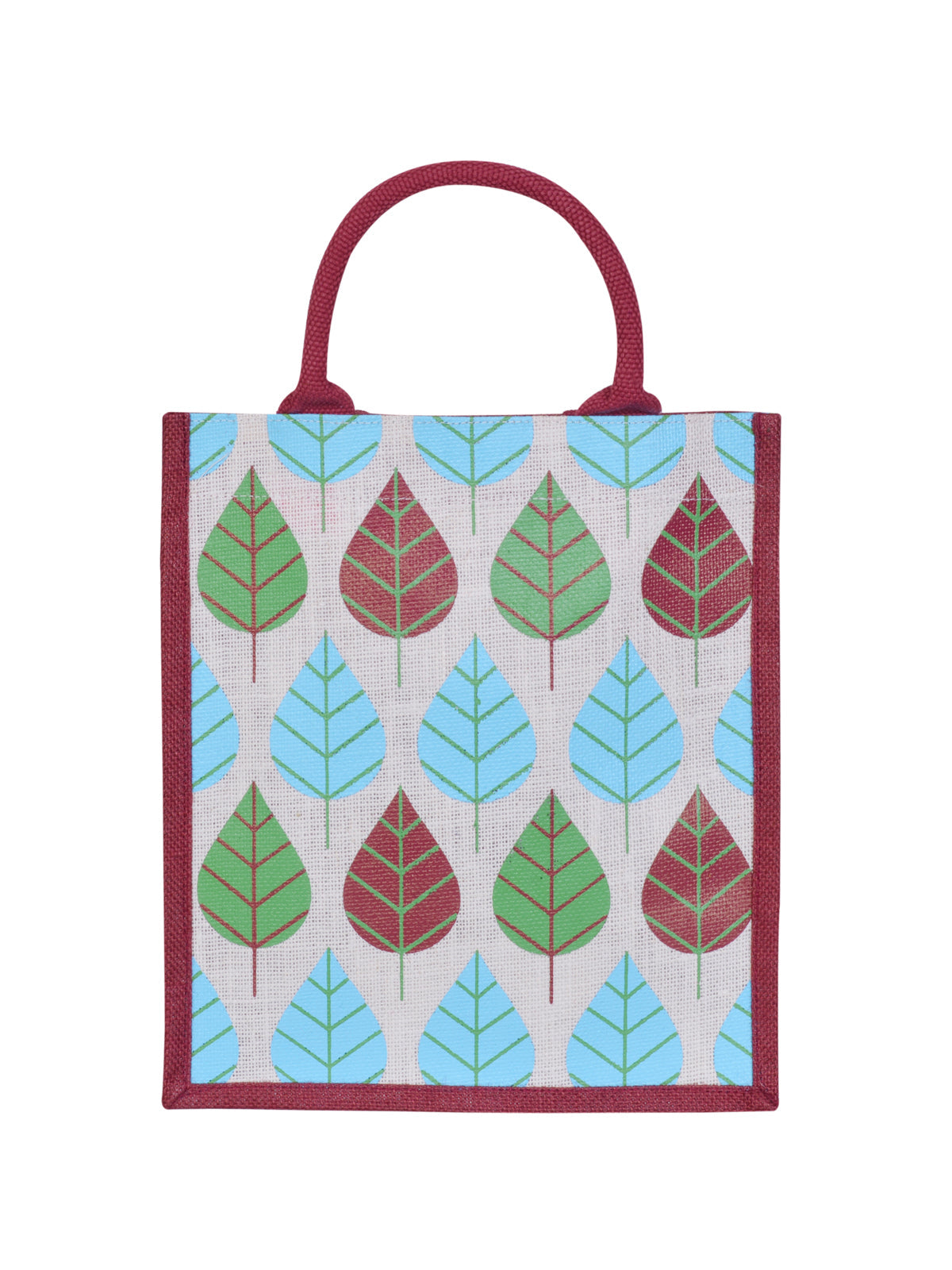 Jute Cottage Front Pocket Leaf Print Lunch Bag