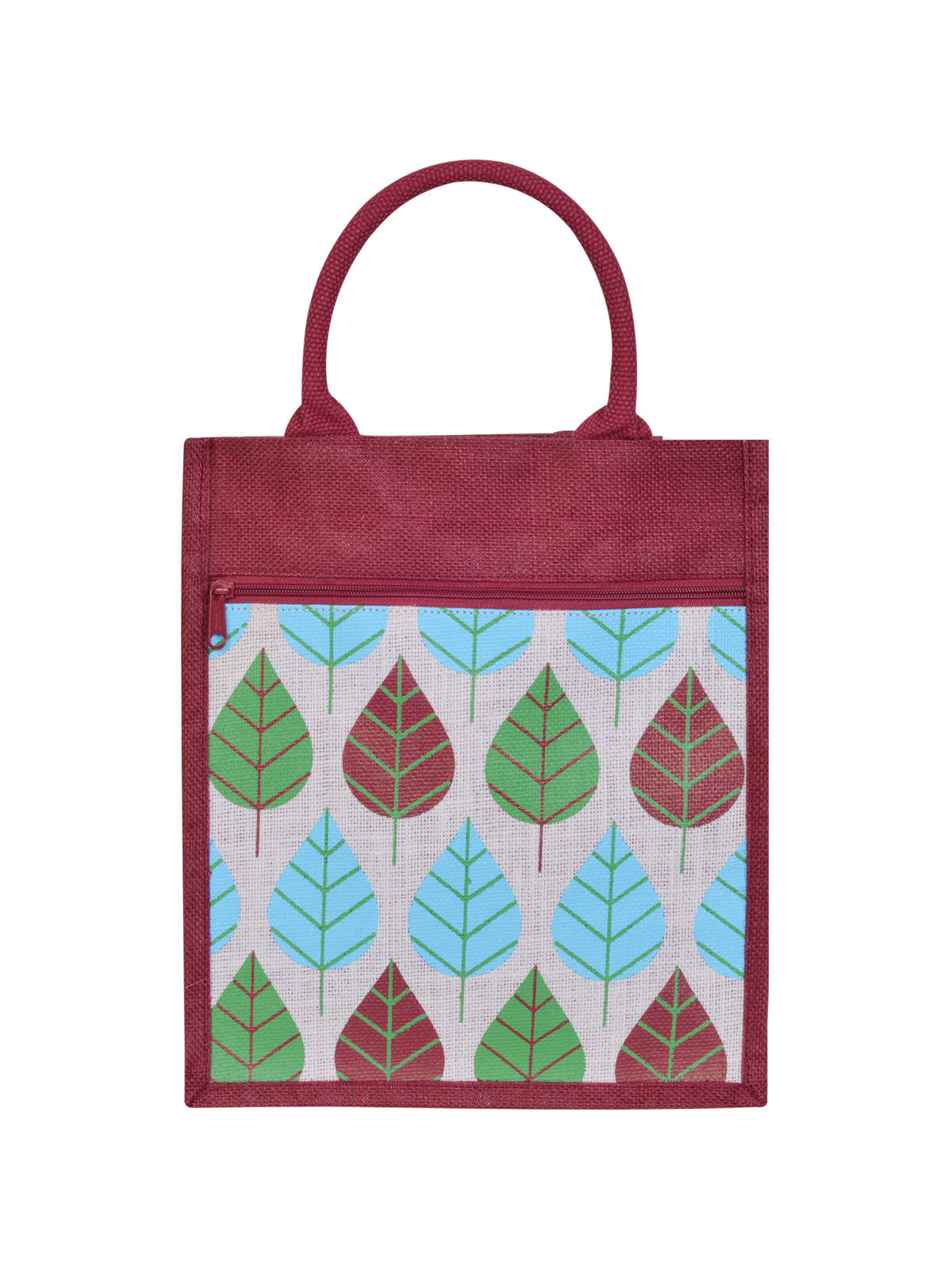 Jute Cottage Front Pocket Leaf Print Lunch Bag
