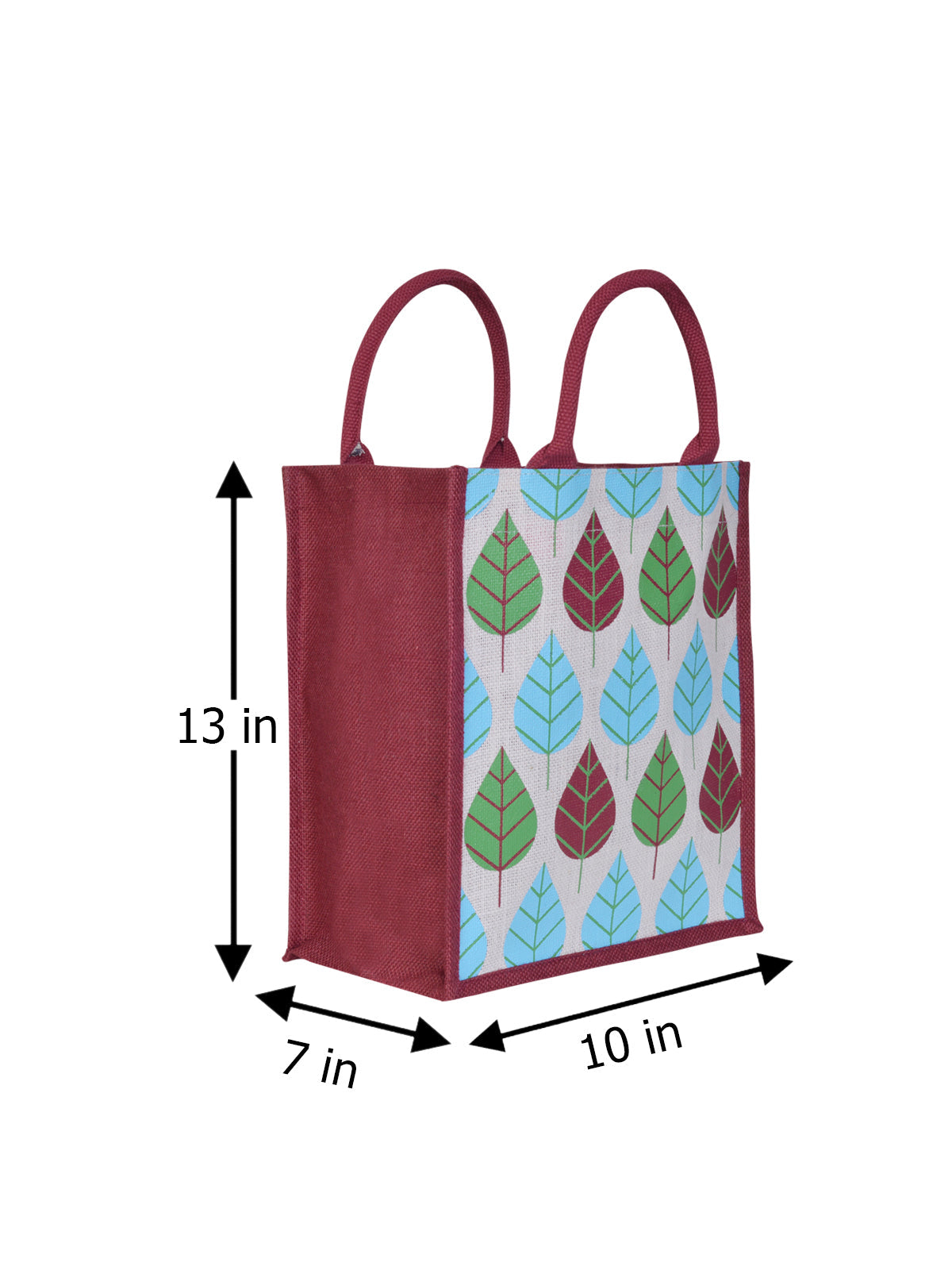 Jute Cottage Front Pocket Leaf Print Lunch Bag