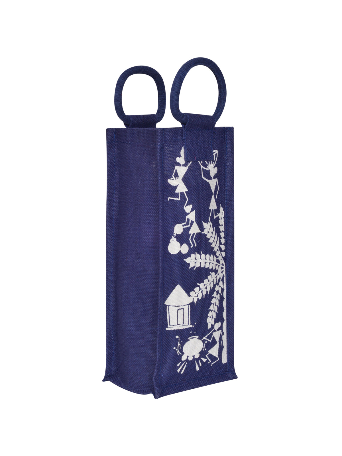 Jute Cottage Bottle Bag Warli Print