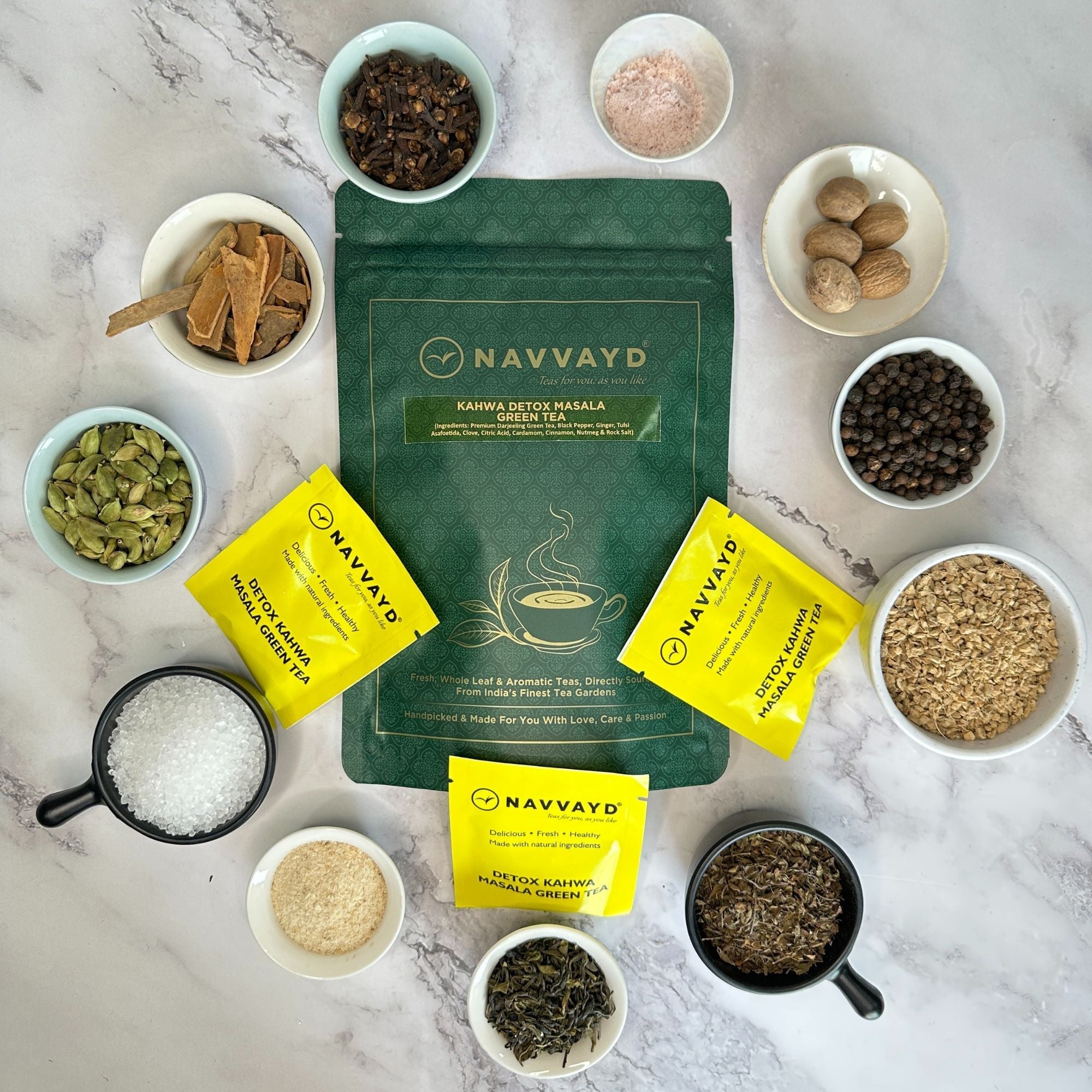 Navvayd Detox Kahwa Masala Green Tea - 50 gms