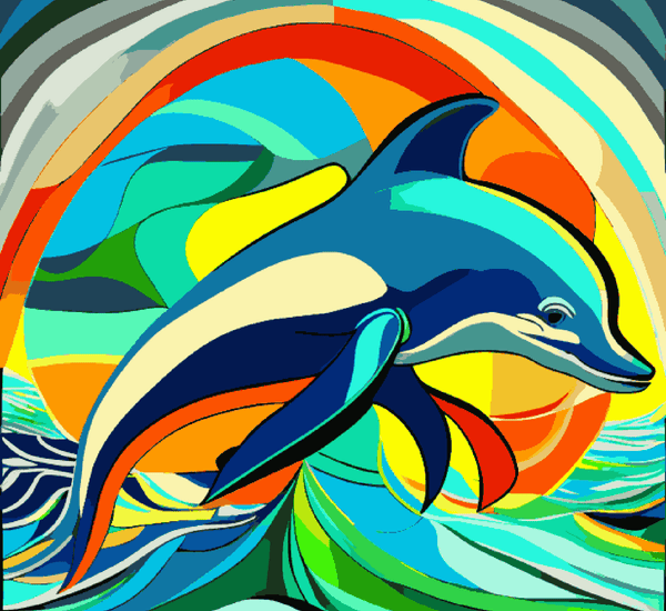 Paint Waint Dolphin with Colourful Strokes