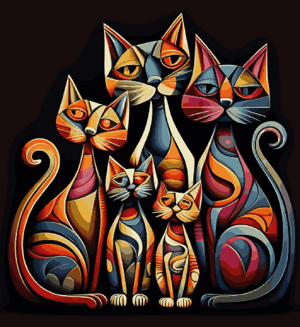 Paint Waint Family Cats made Puzzle Pieces