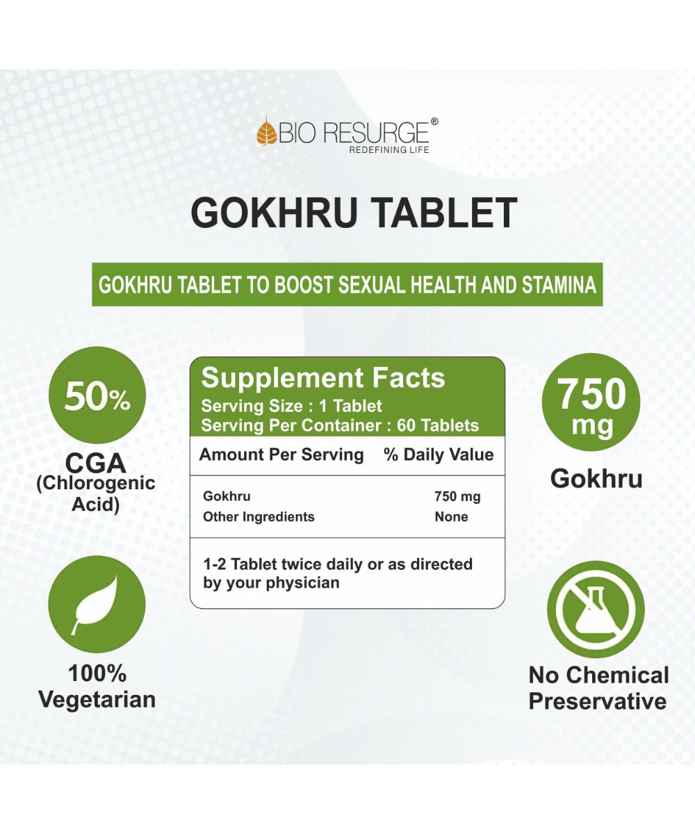 Bio Resurge Gokshura Gokhru Tablet - 60 Tablets