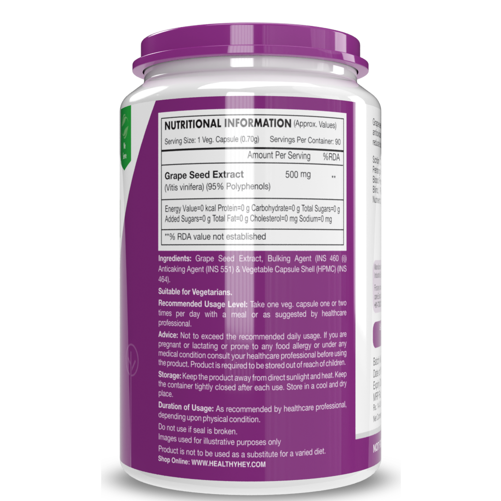 HealthyHey Grape Seed Extract  - 90 Veggie Caps