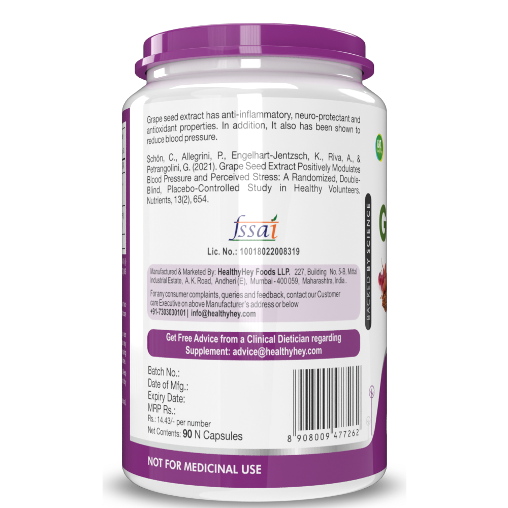 HealthyHey Grape Seed Extract  - 90 Veggie Caps