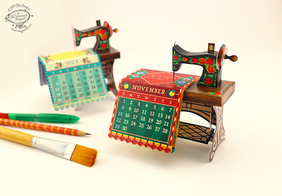 Mini Sewing Machine Desk Calendar 2025 DIY Paper Craft Kit