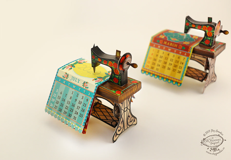 Mini Sewing Machine Desk Calendar 2025 DIY Paper Craft Kit