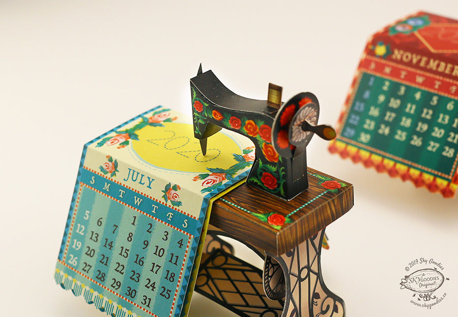 Mini Sewing Machine Desk Calendar 2025 DIY Paper Craft Kit