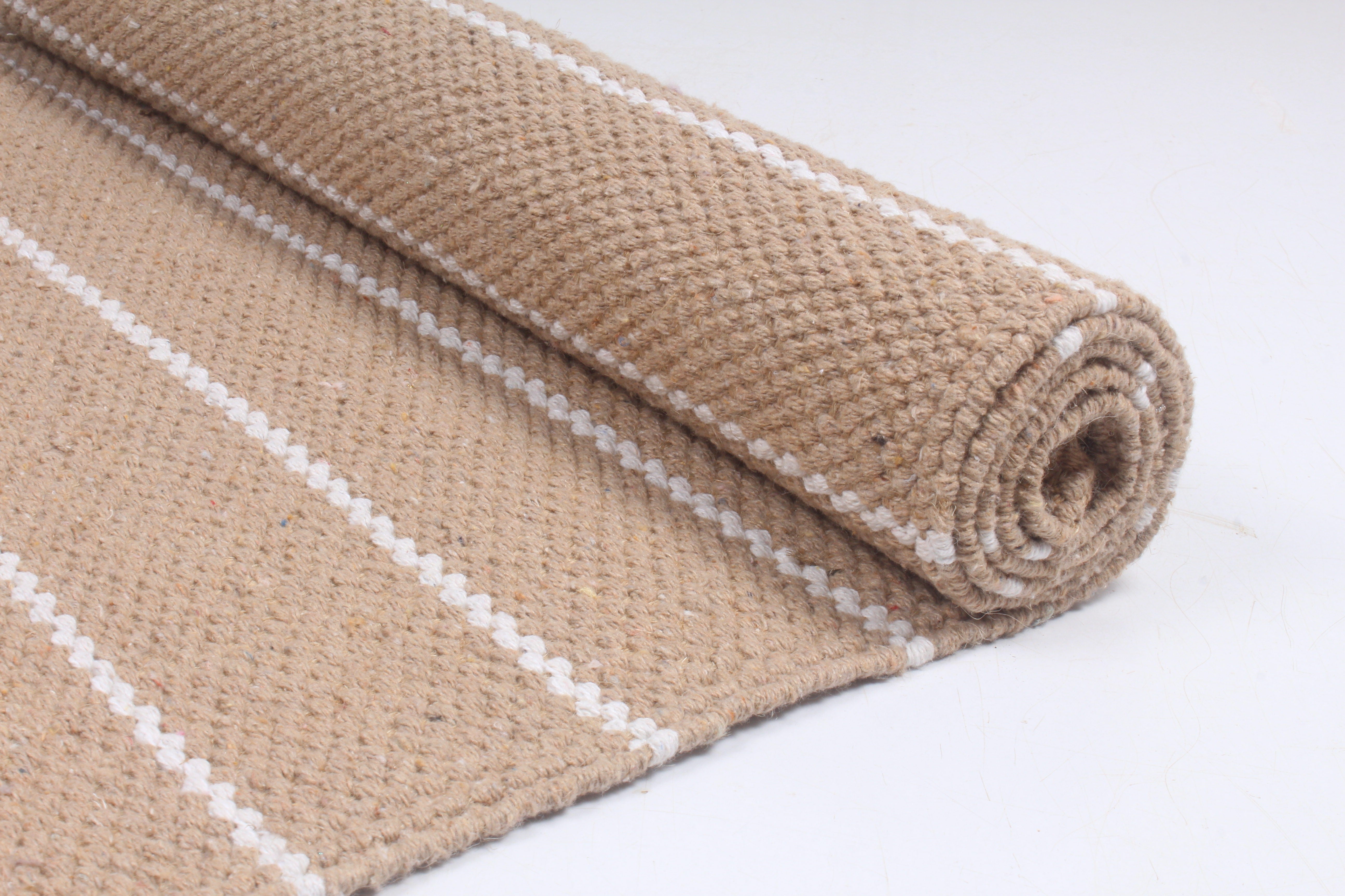 Shramdaan Handwoven Jute Runner with White Stripes