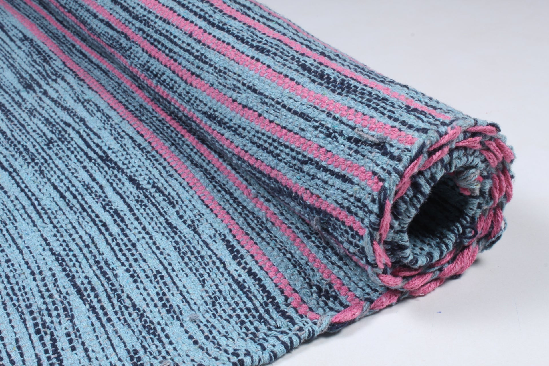 Shramdaan Blue and Black Shaded Yoga Mat with Pink Stripes
