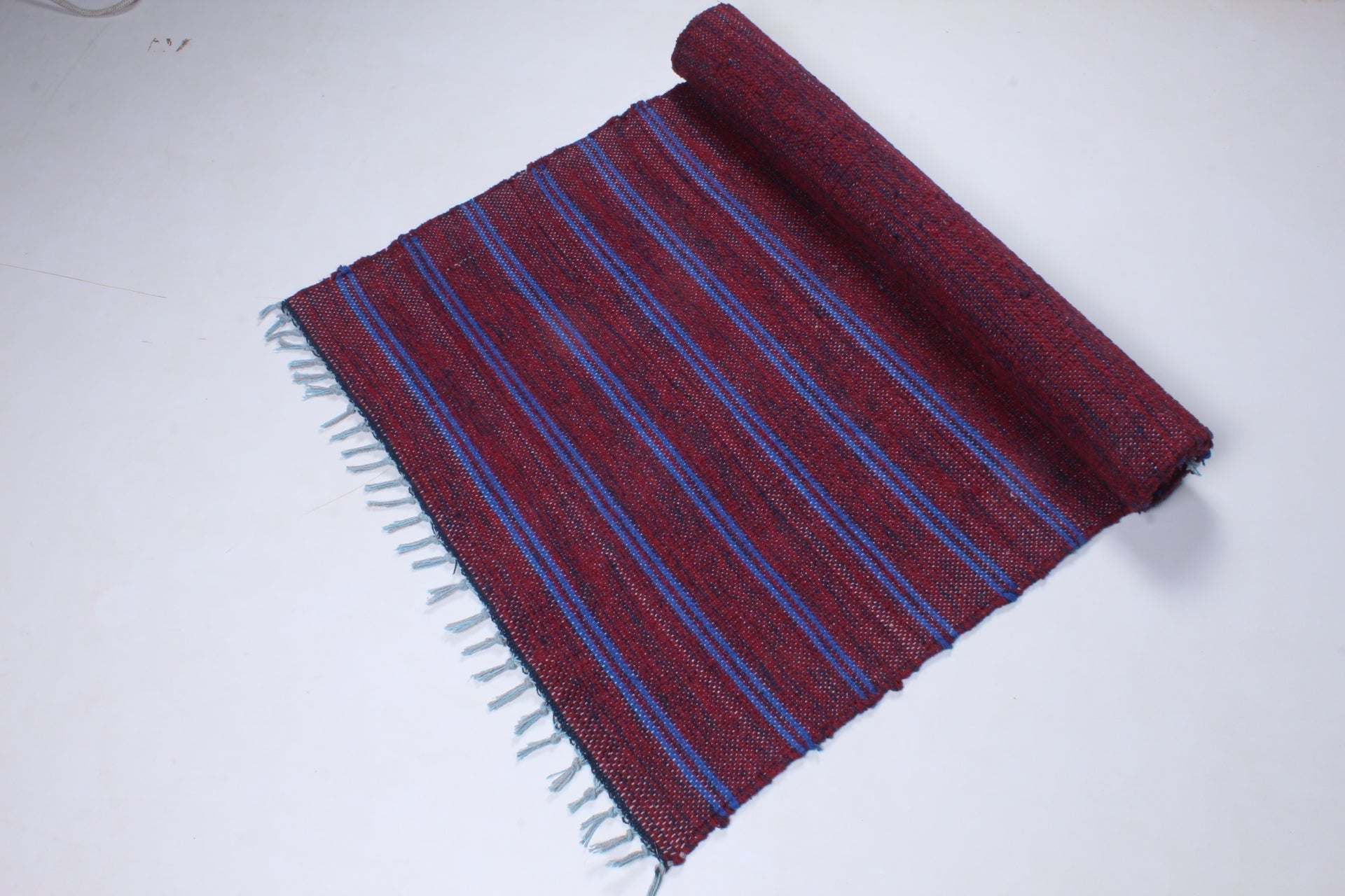 Shramdaan Maroon and Black Shaded Yoga Mat with Blue Stripes