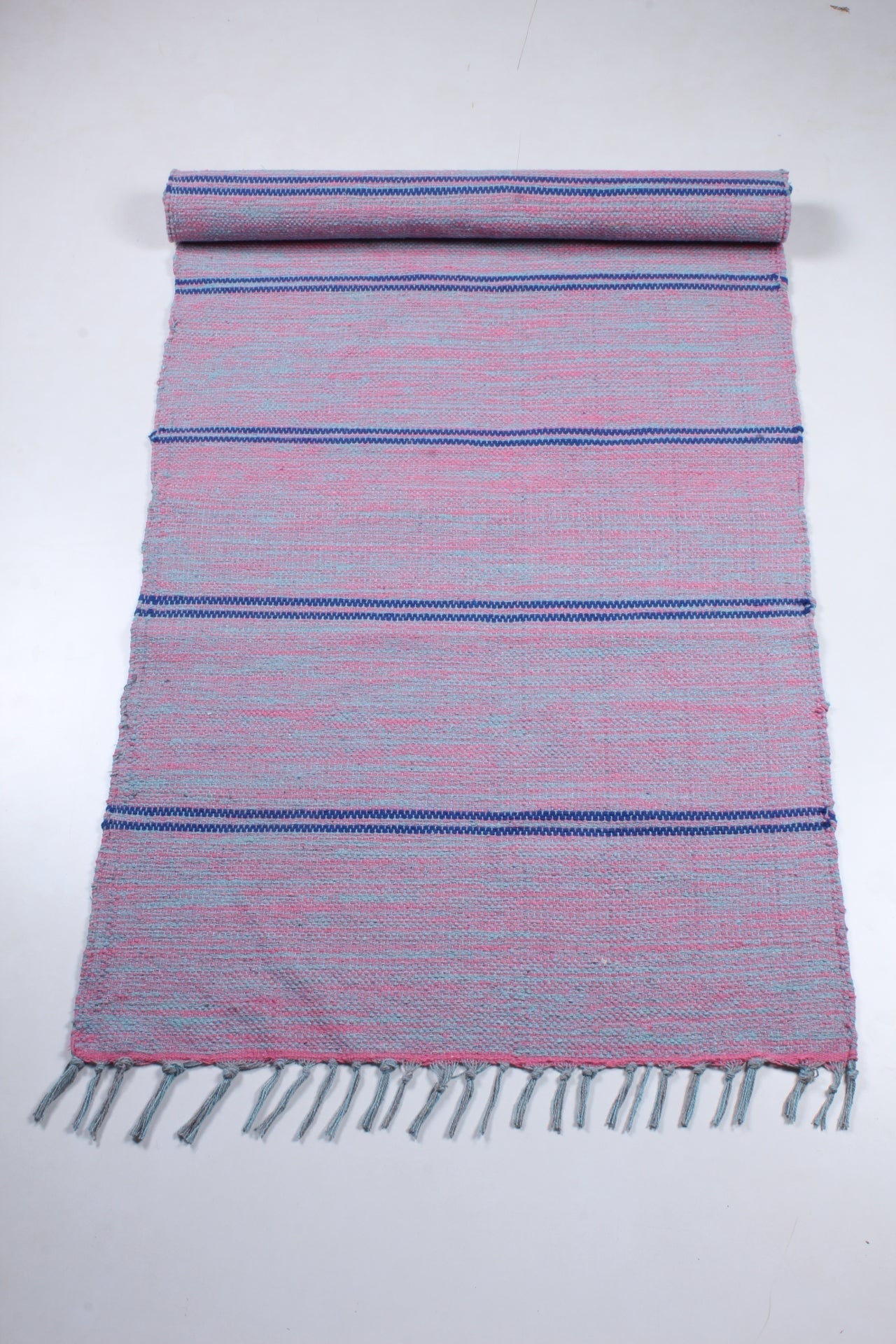 Shramdaan Blue and Red Shaded Yoga Mat with Blue Stripes