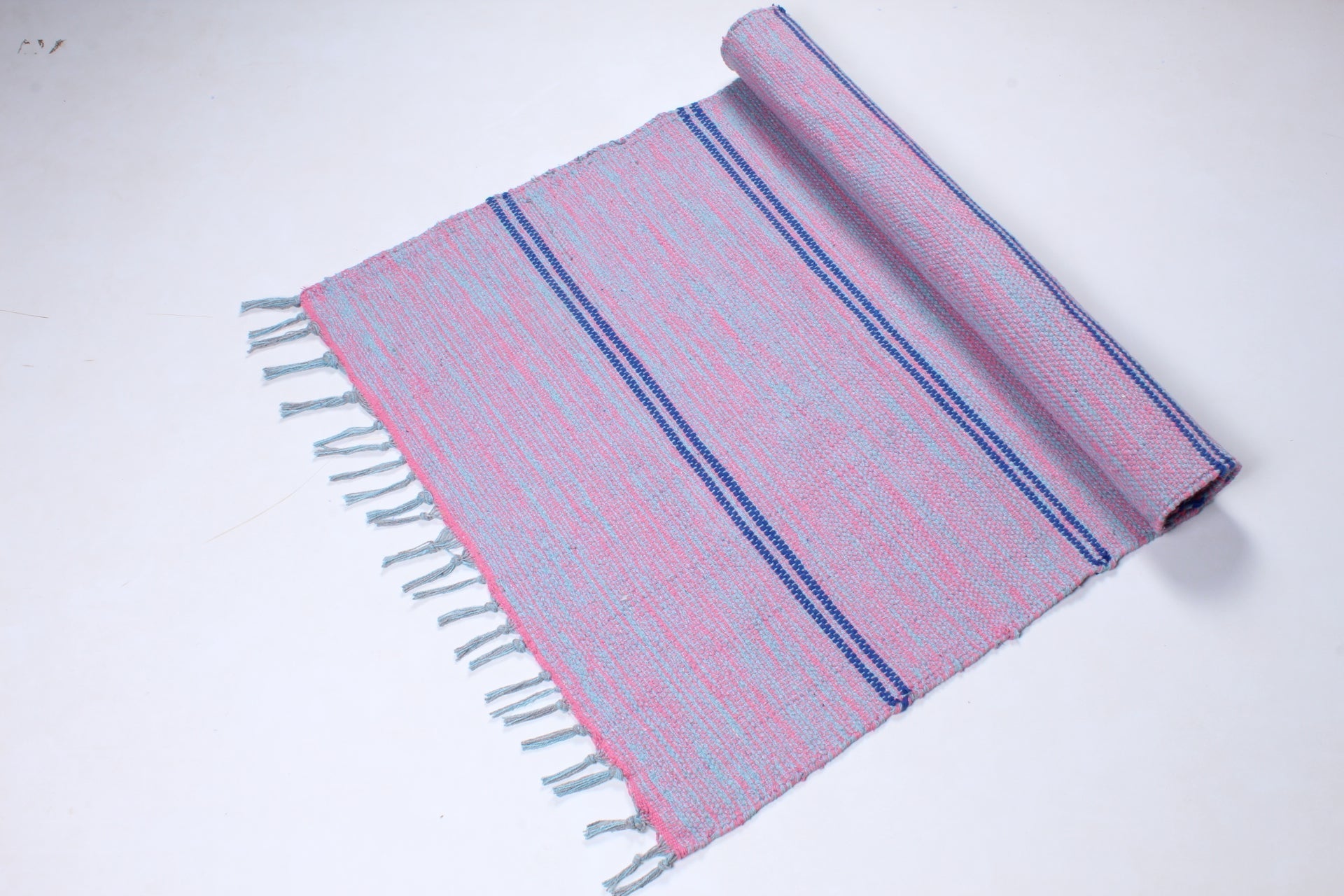 Shramdaan Blue and Red Shaded Yoga Mat with Blue Stripes