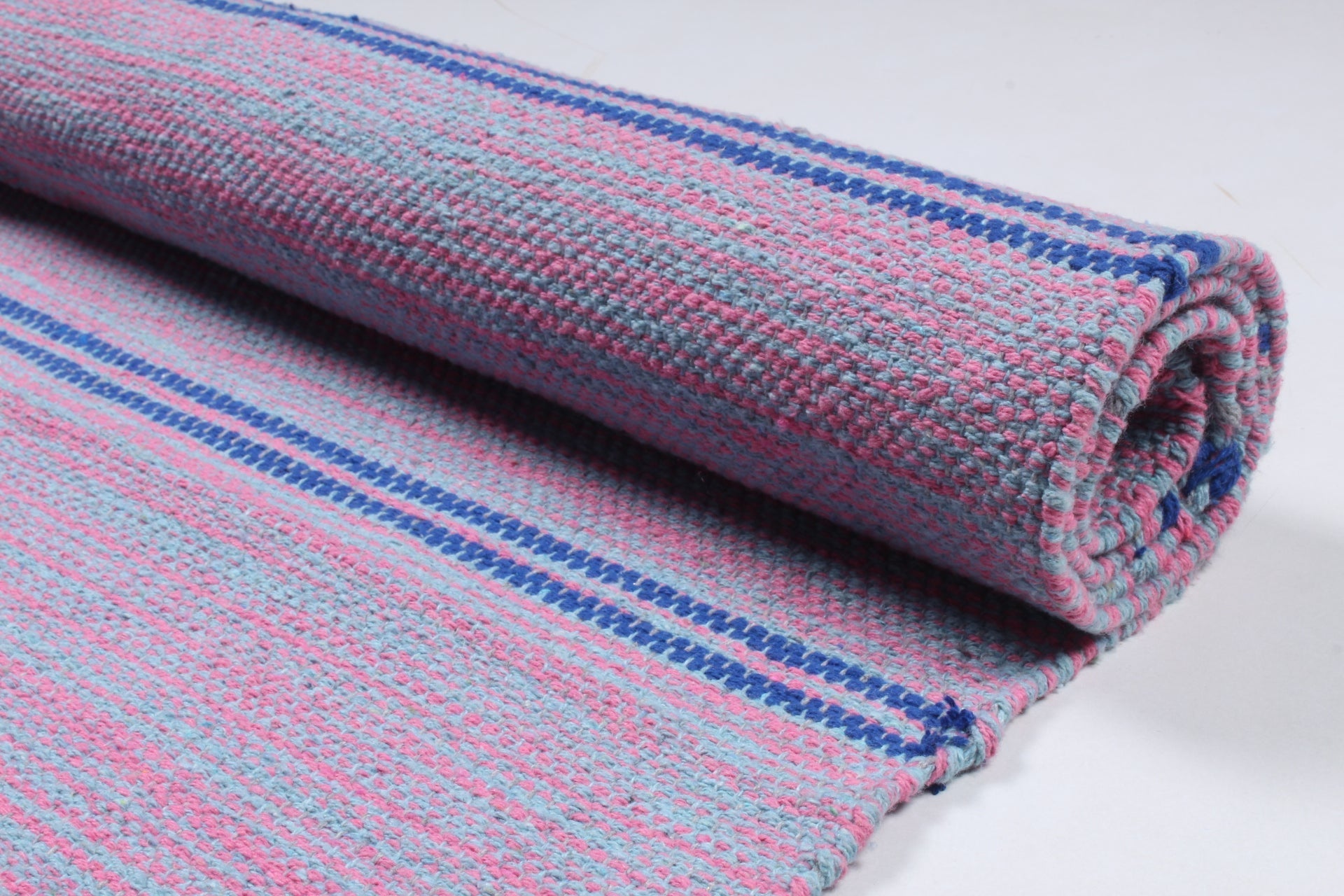 Shramdaan Blue and Red Shaded Yoga Mat with Blue Stripes