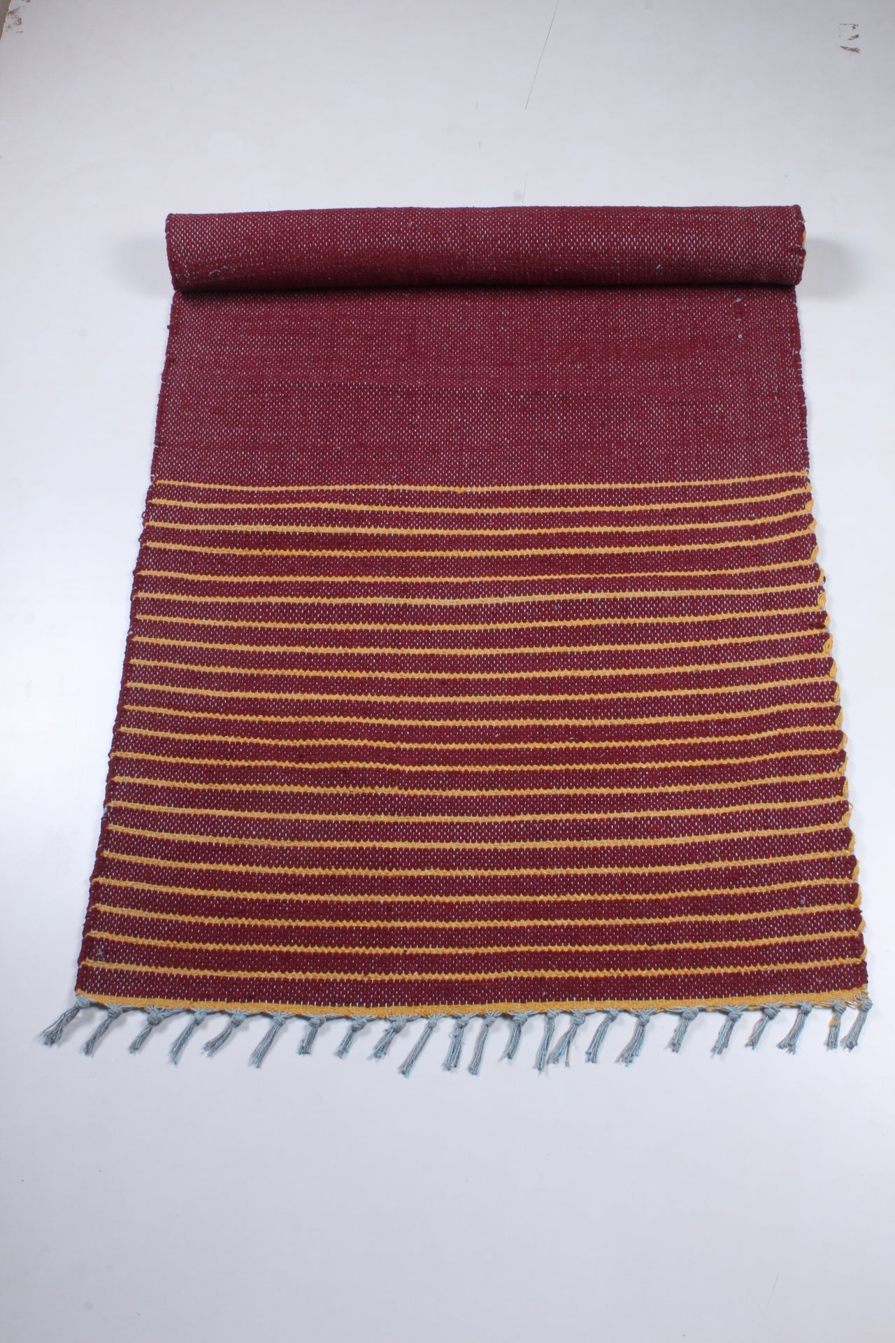 Shramdaan Maroon Yoga Mat with Yellow Stripes