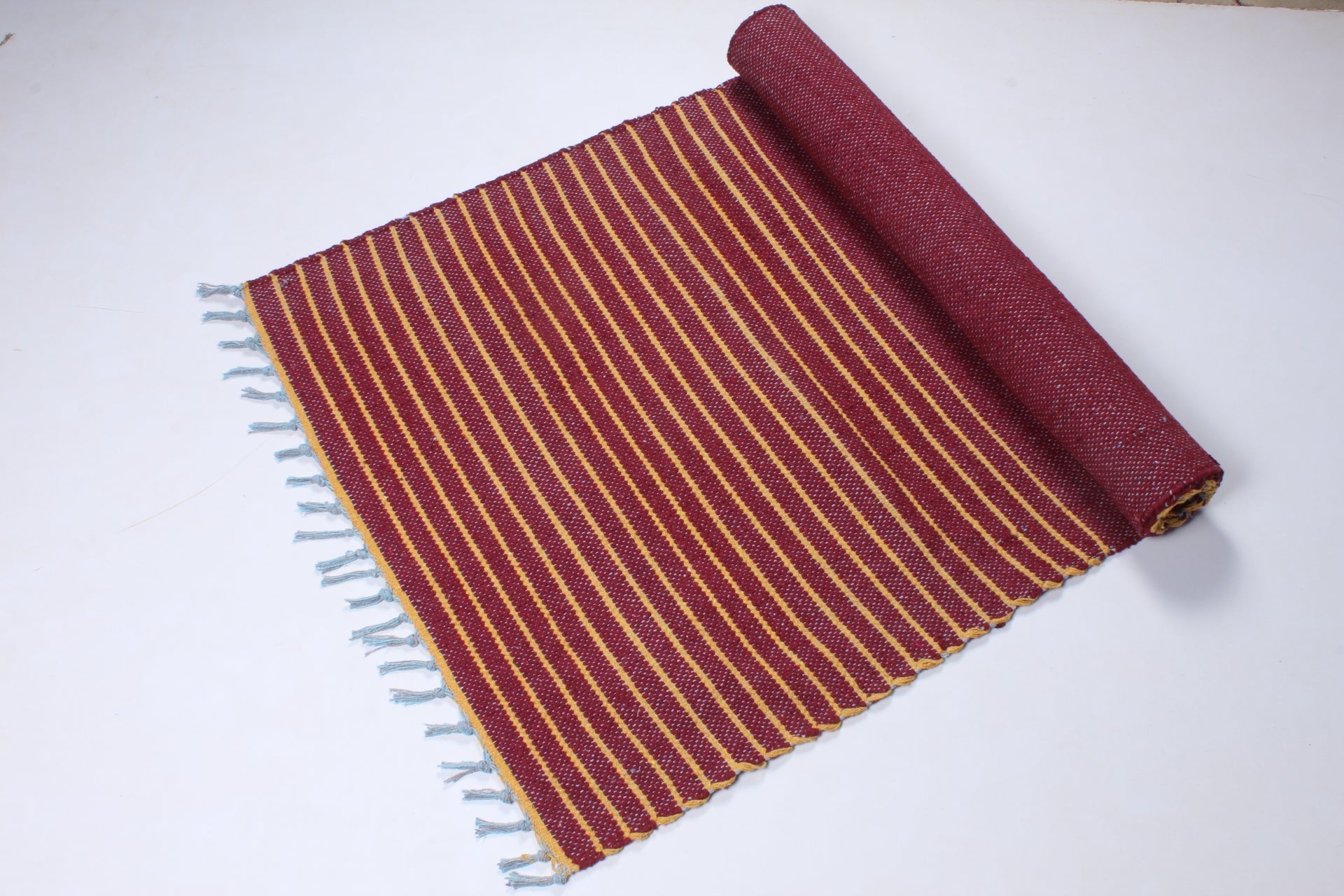 Shramdaan Maroon Yoga Mat with Yellow Stripes