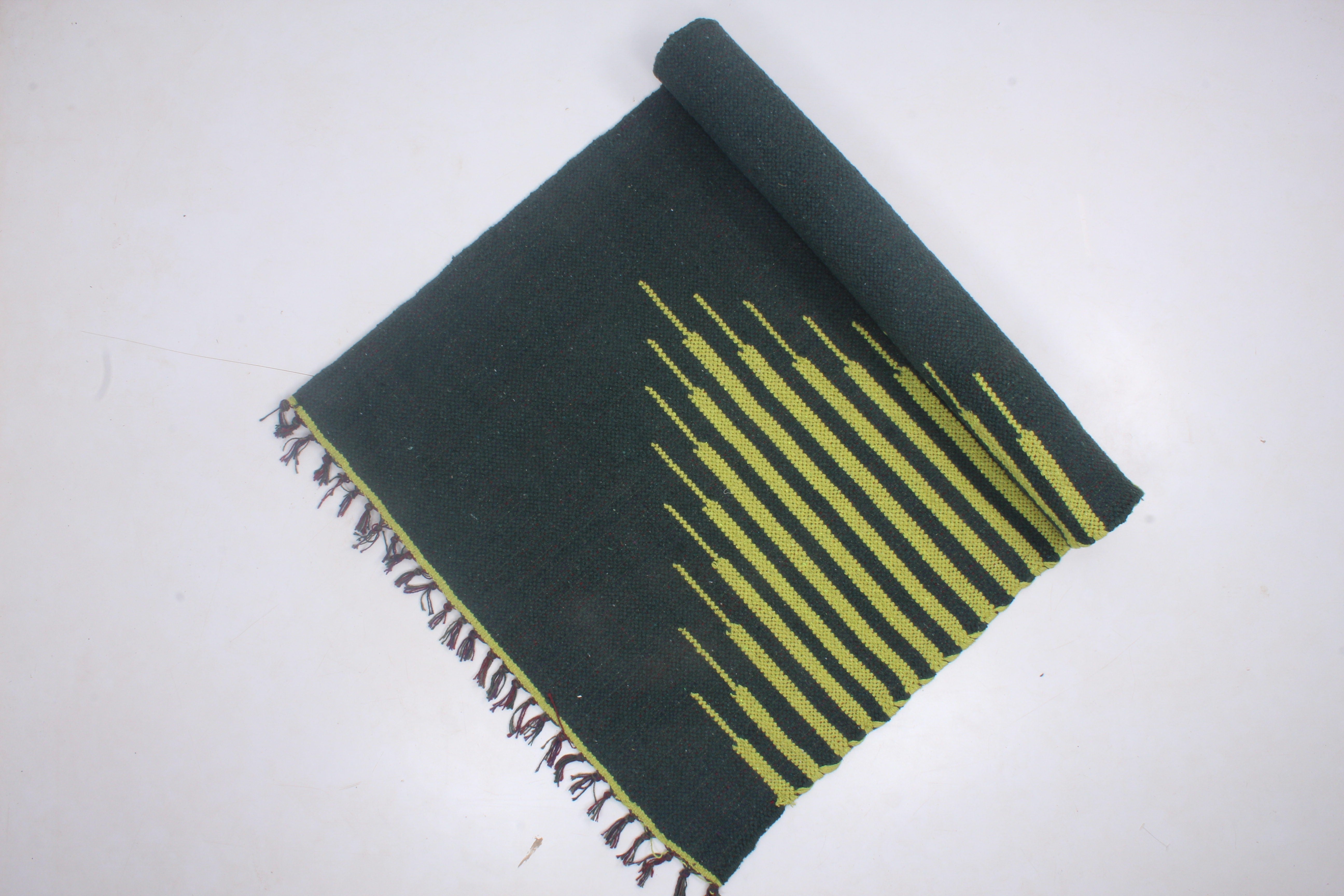 Shramdaan Night Green Yoga Mat with Lime Green Stripes