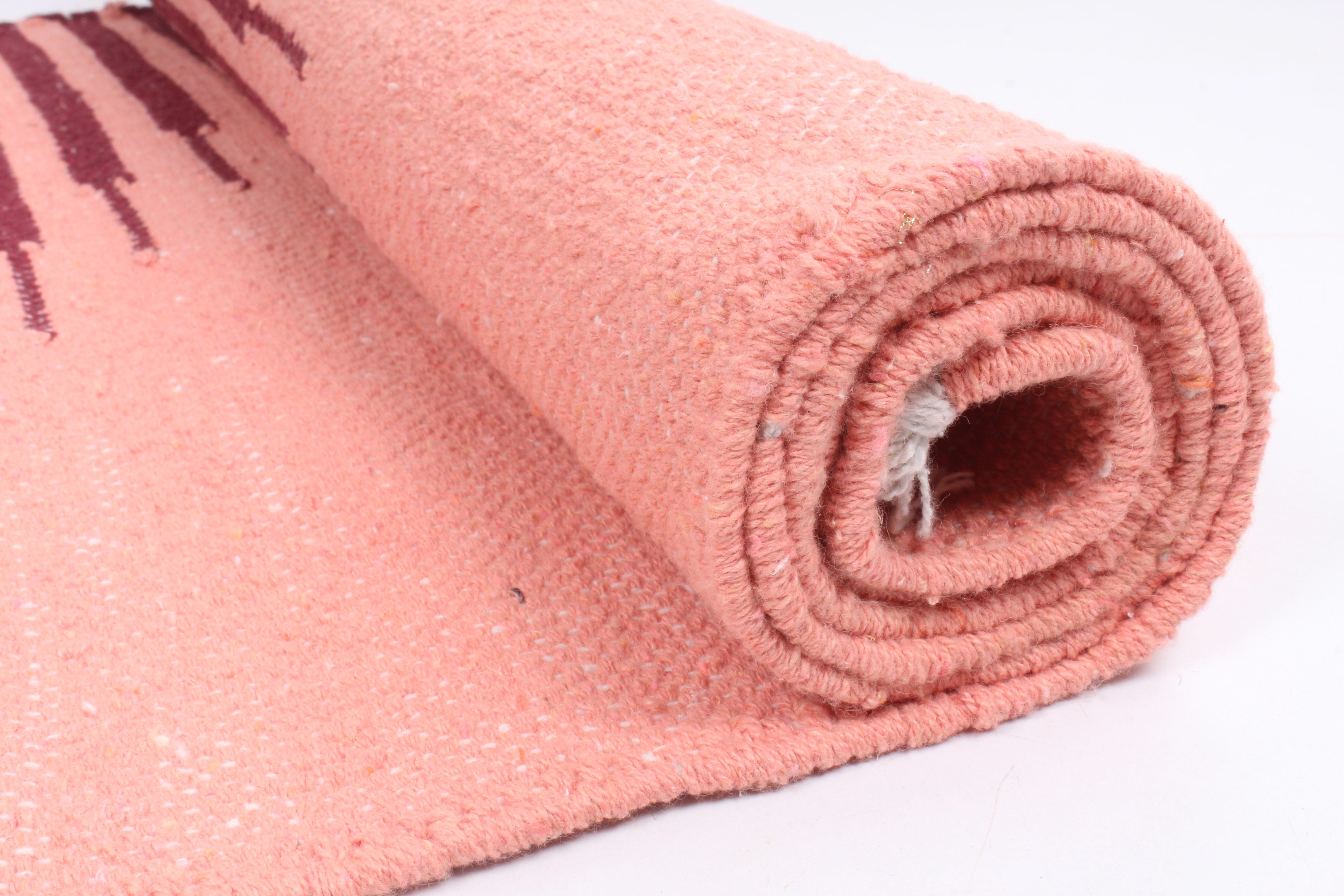 Shramdaan Melon Orange Yoga Mat with Maroon Red Stripes