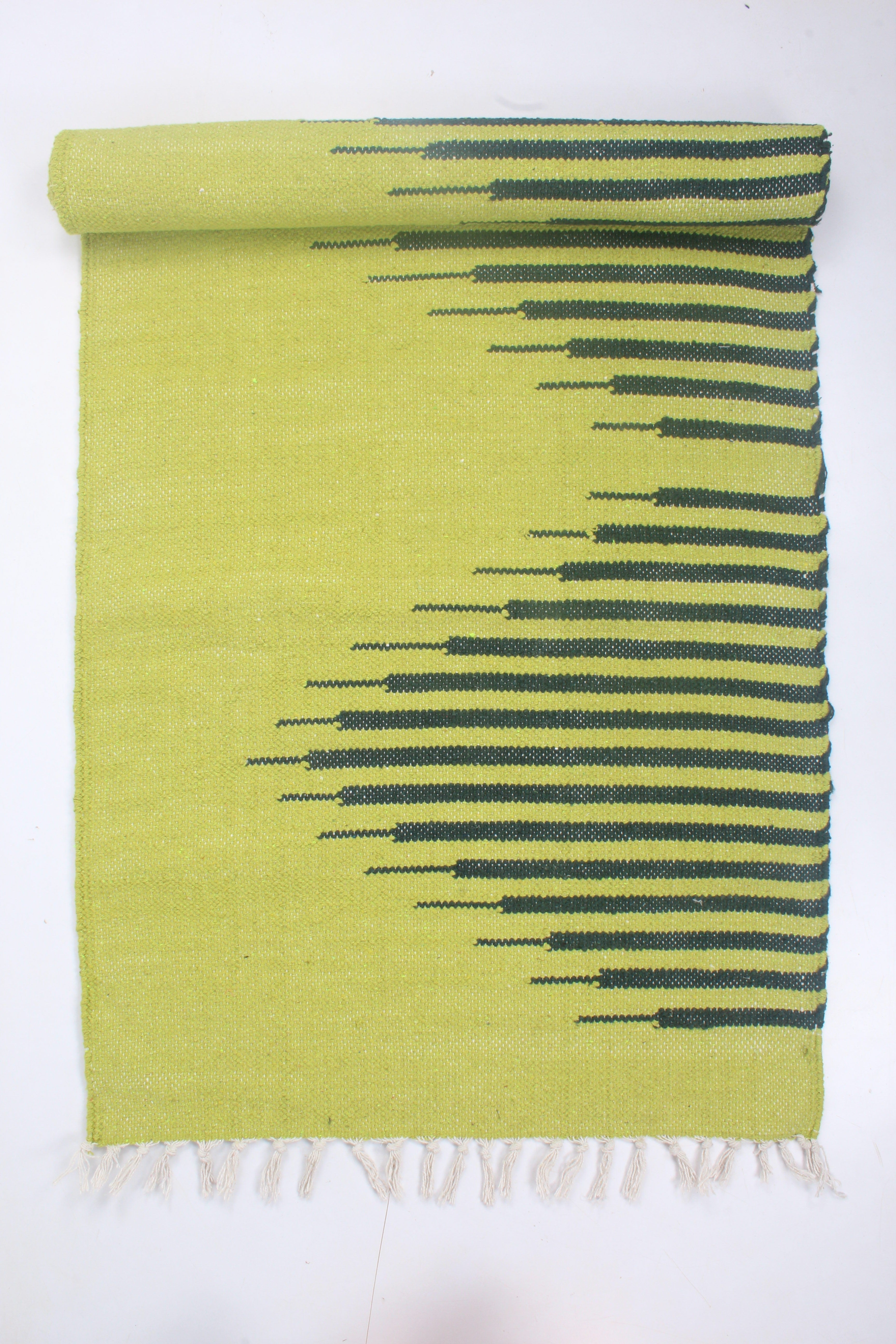 Shramdaan Lime Green Yoga Mat with Night Green Stripes