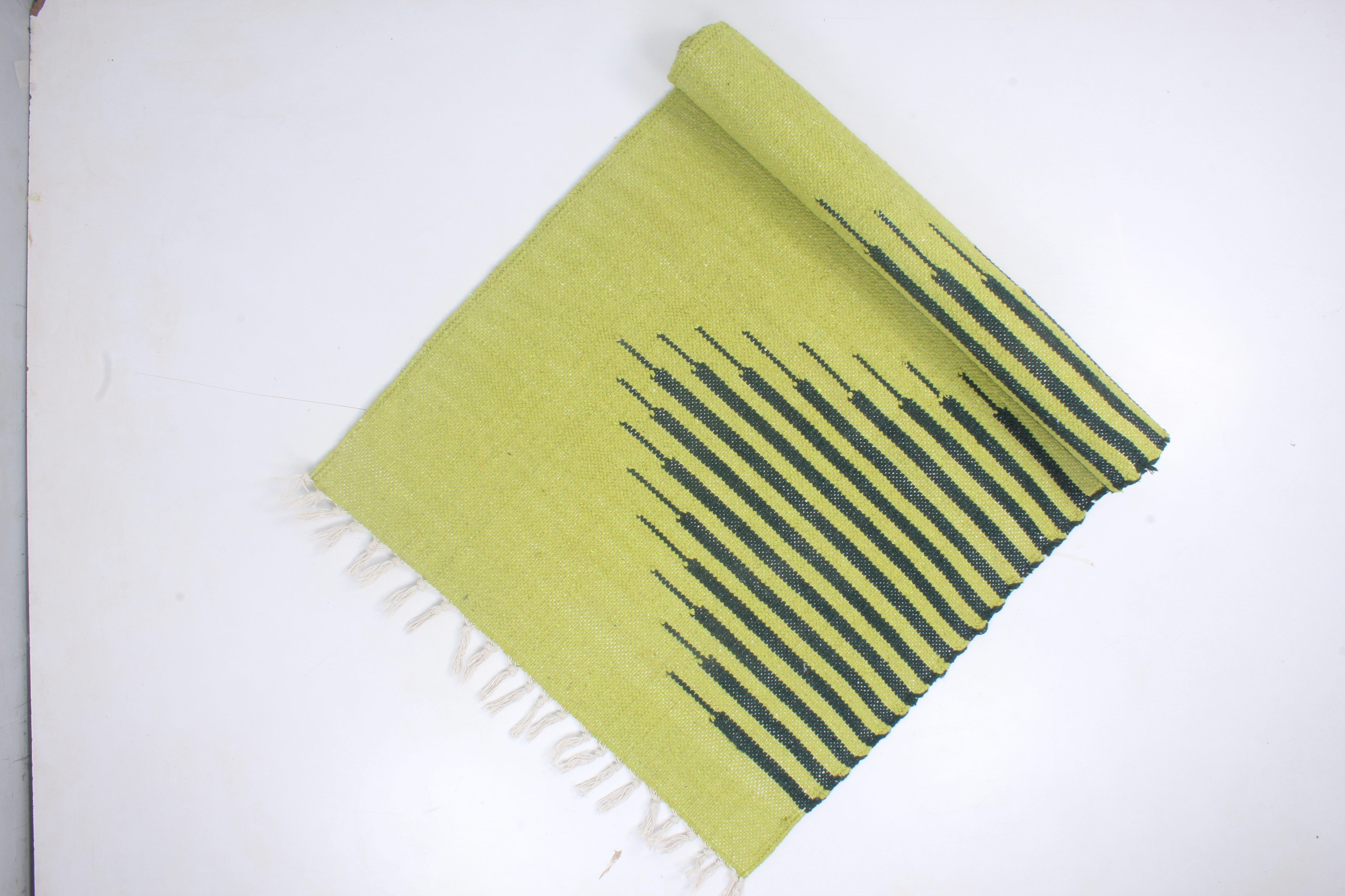 Shramdaan Lime Green Yoga Mat with Night Green Stripes
