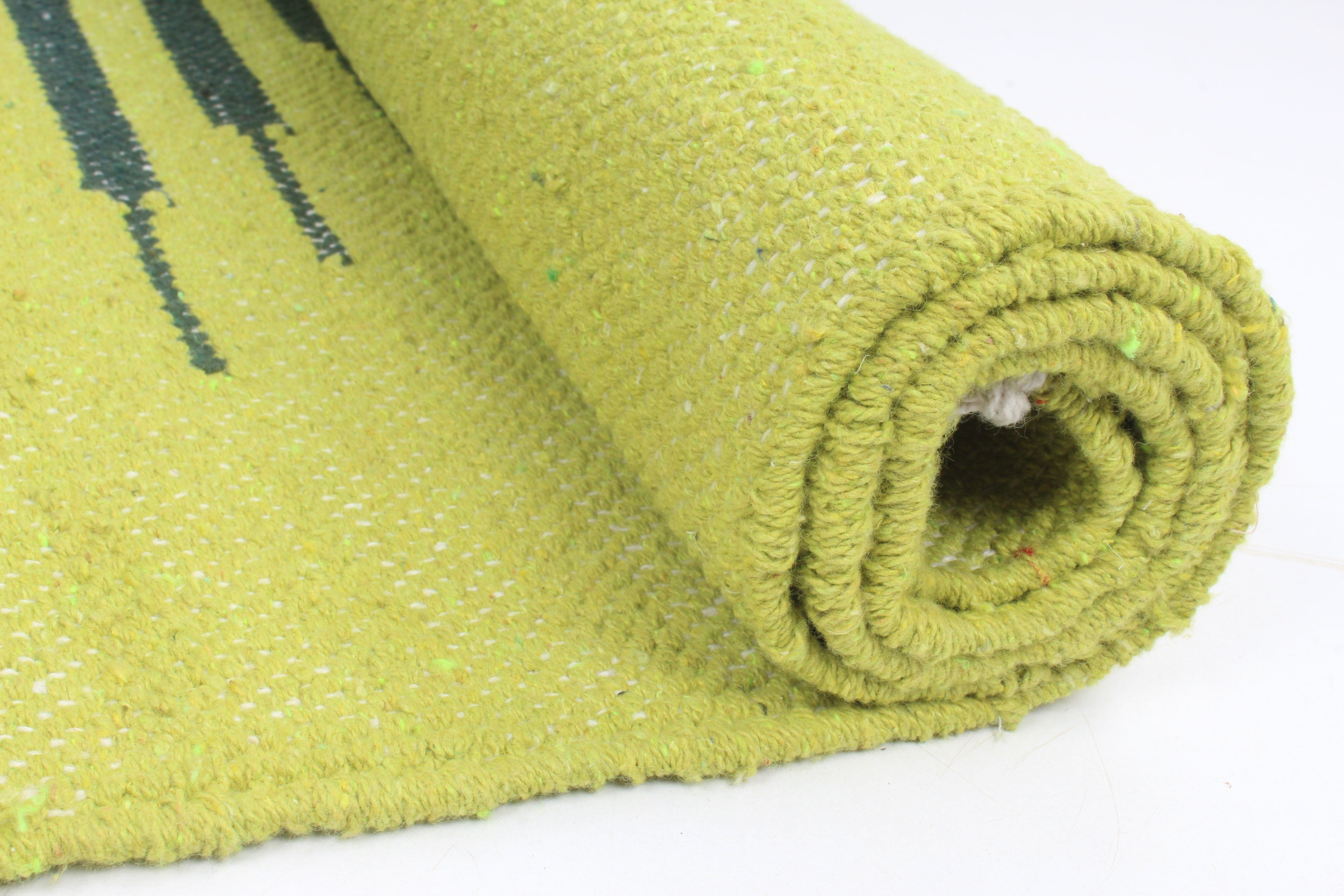 Shramdaan Lime Green Yoga Mat with Night Green Stripes