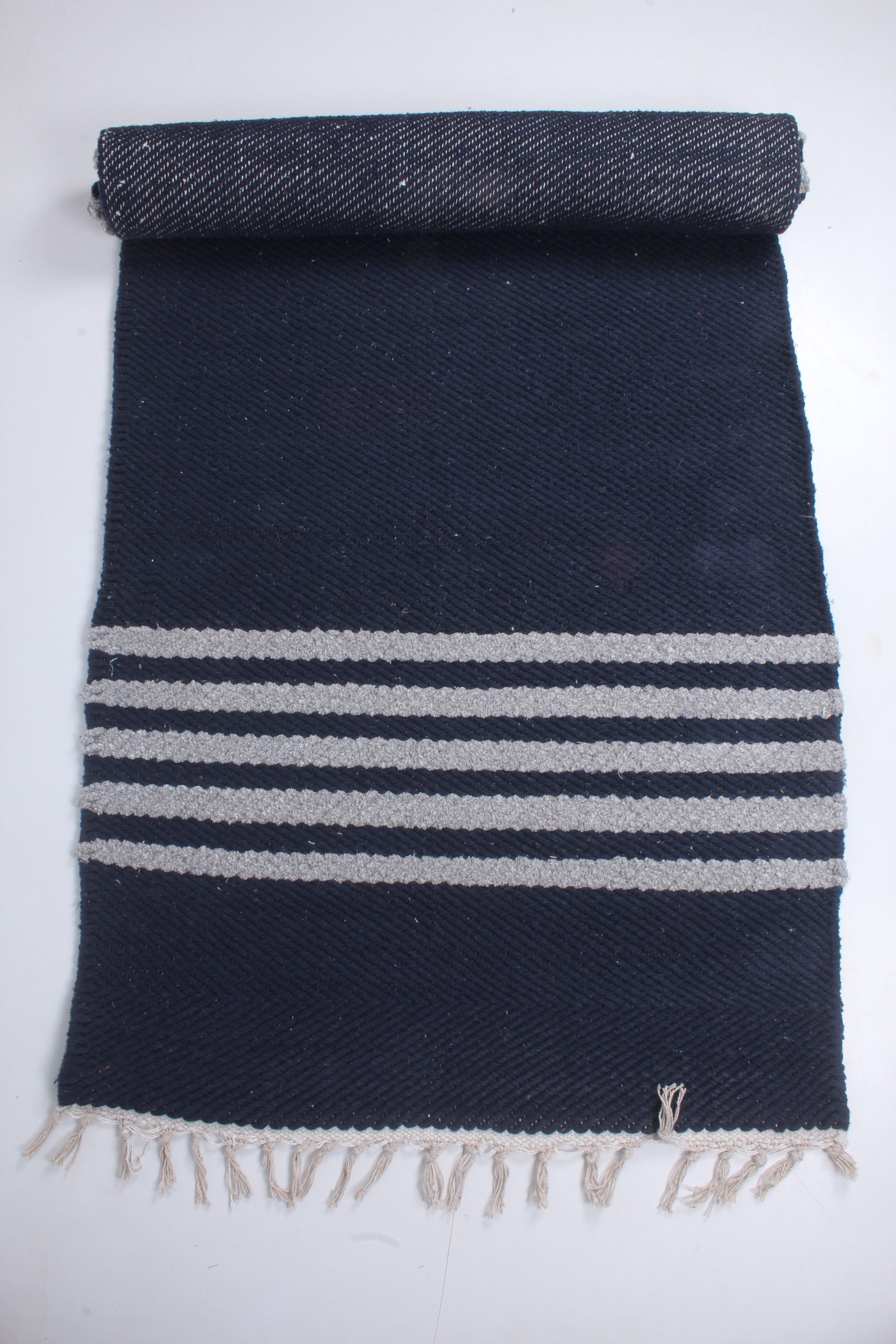 Shramdaan Denim Blue Yoga Mat with Coin Grey Stripes
