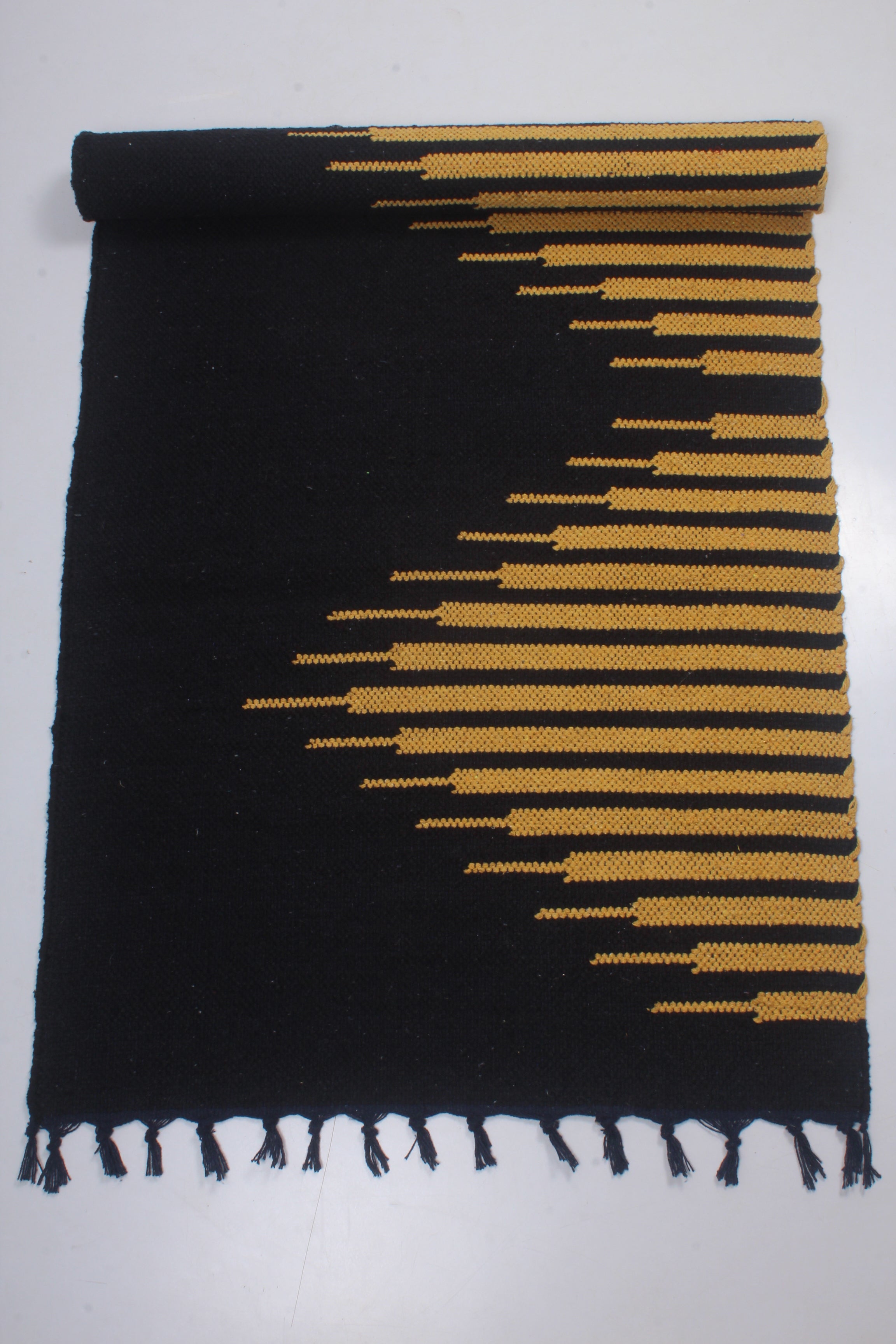 Shramdaan Black Yoga Mate with Yellow Stripes