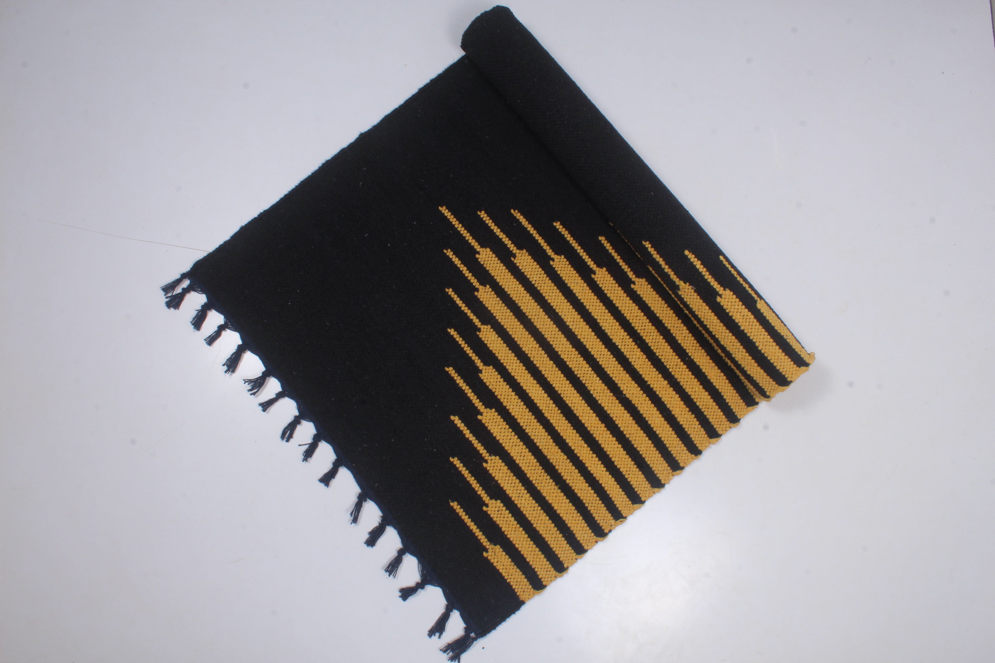 Shramdaan Black Yoga Mate with Yellow Stripes
