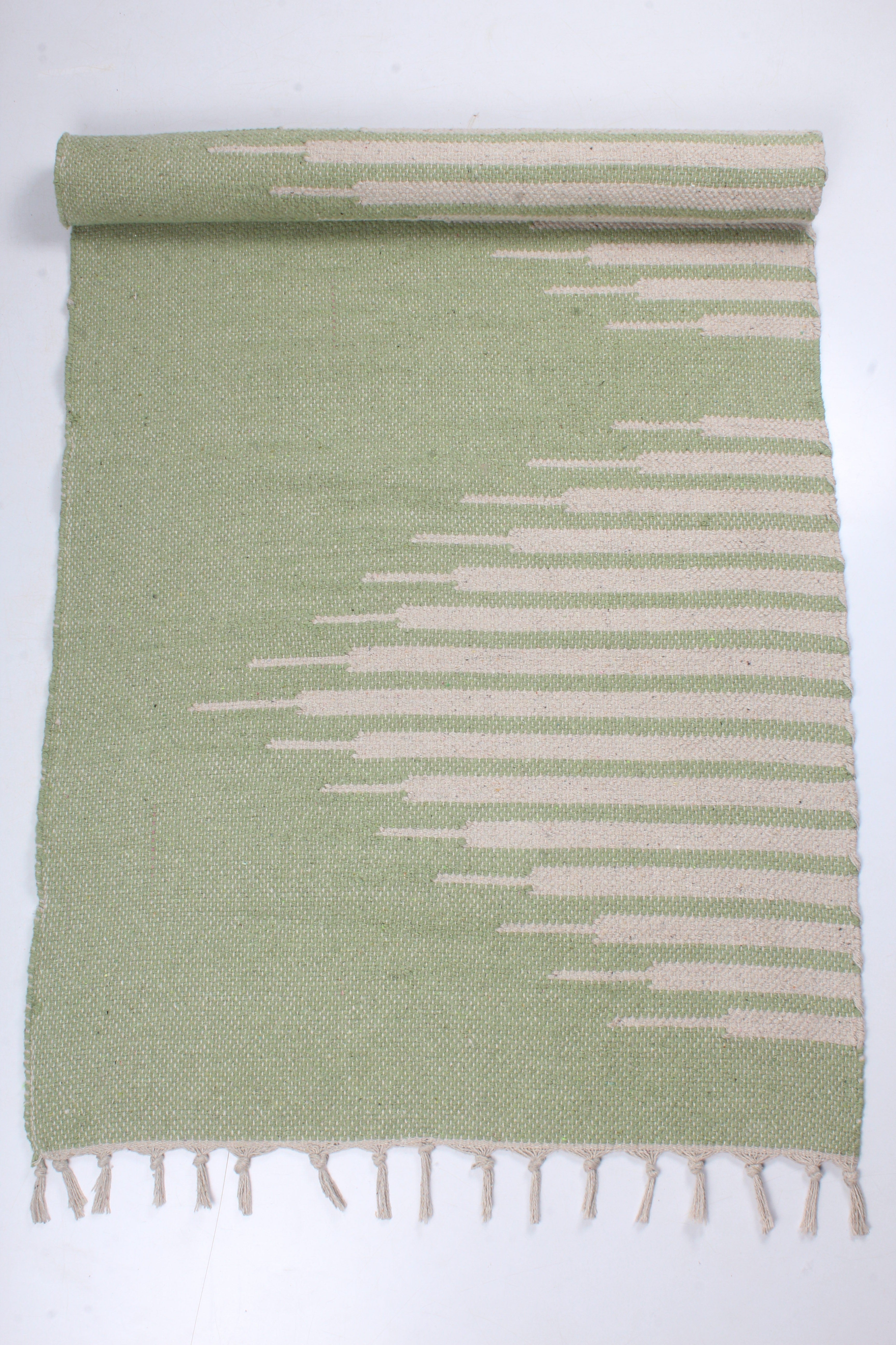 Shramdaan Green Yoga Mate with White Stripes