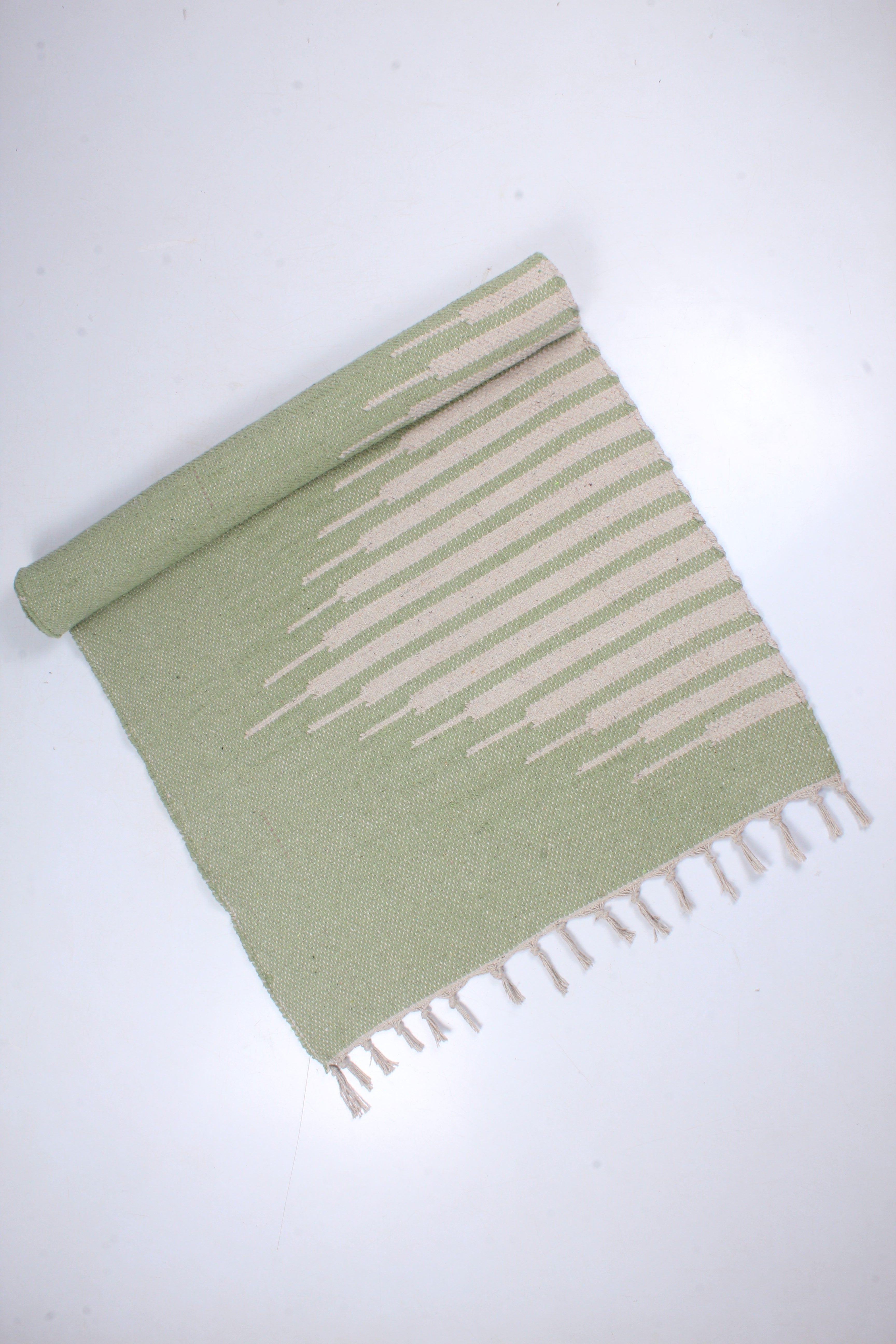 Shramdaan Green Yoga Mate with White Stripes