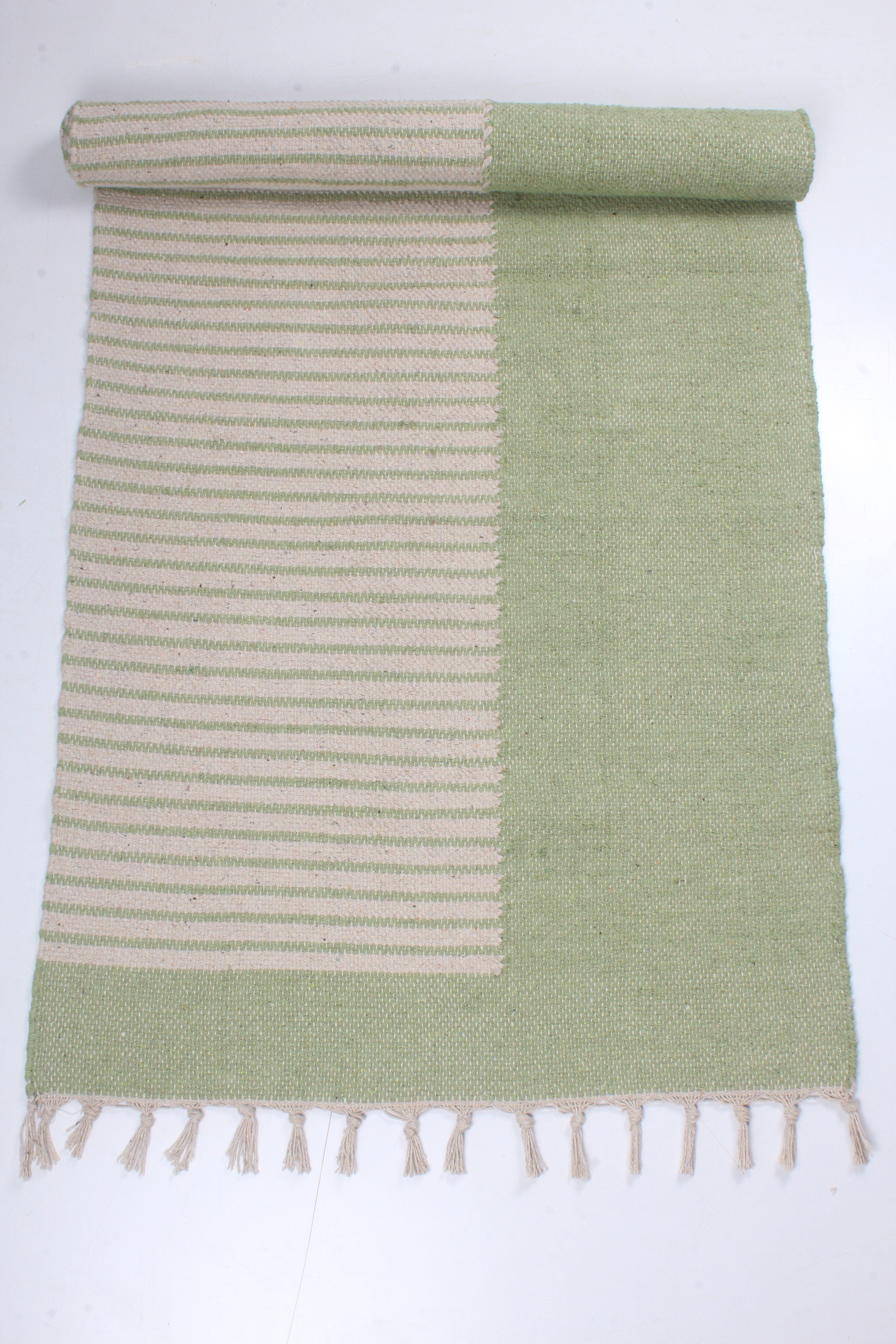 Shramdaan Green Yoga Mate with White Stripes