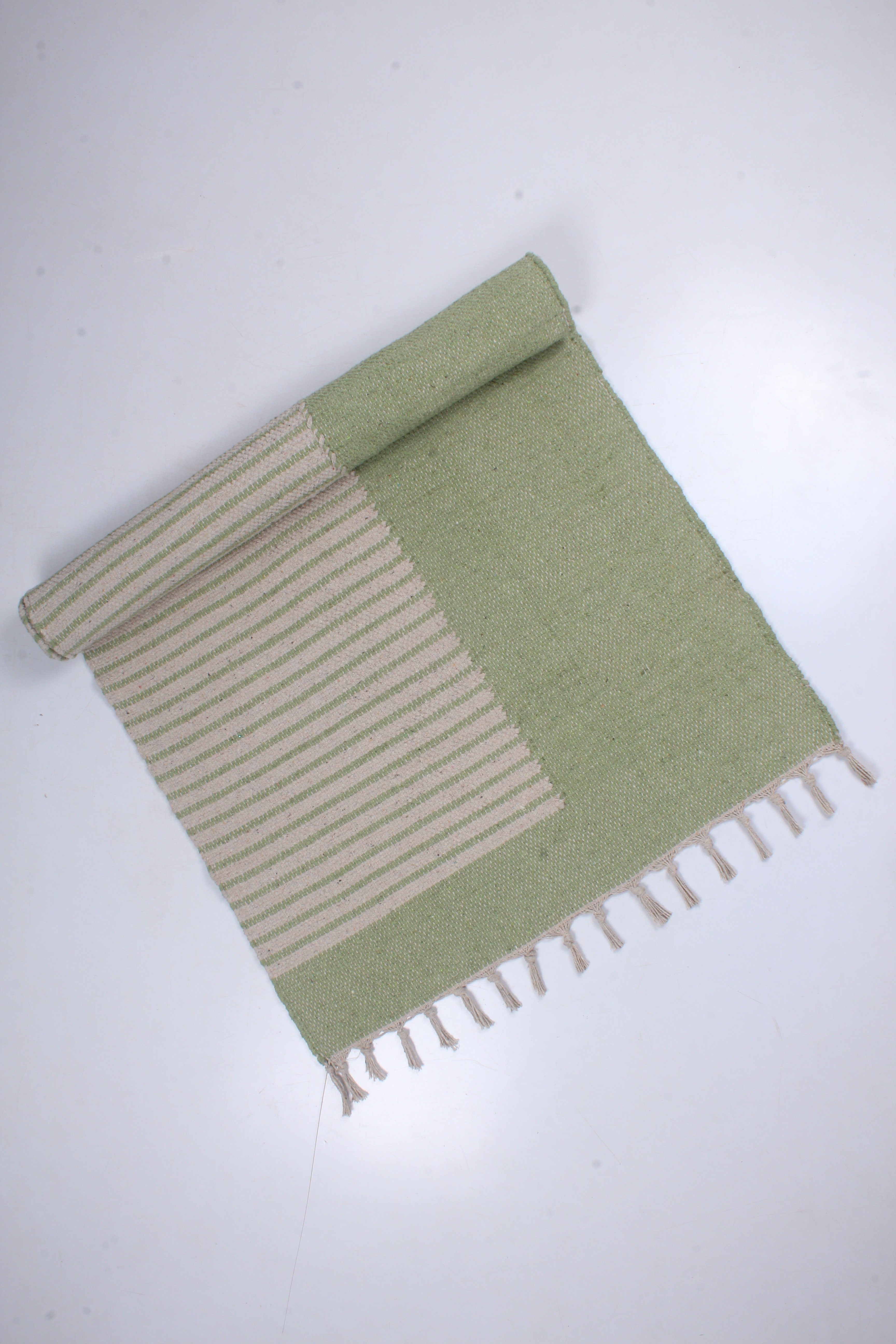 Shramdaan Green Yoga Mate with White Stripes
