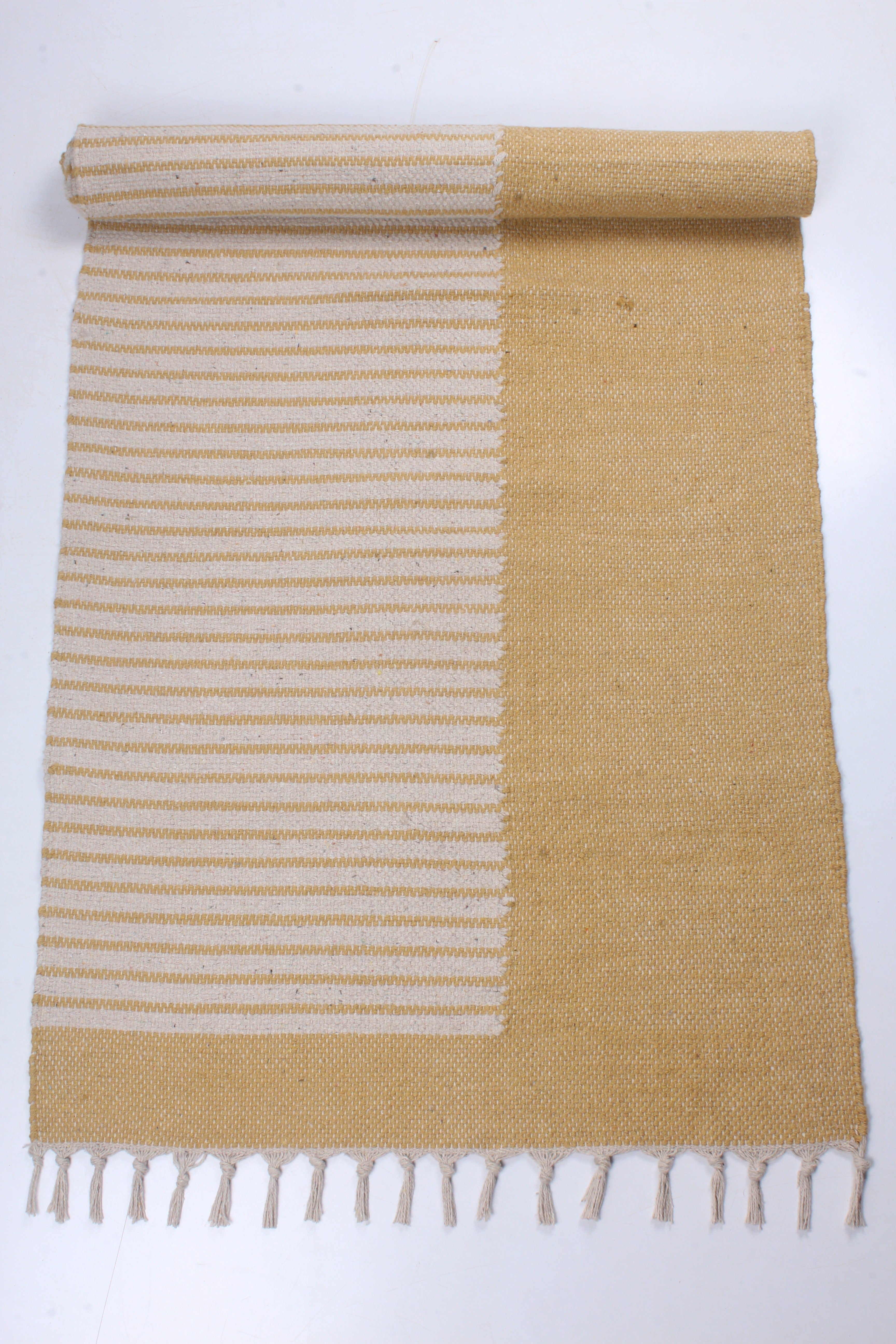 Shramdaan Yellow Yoga Mate with White Stripes