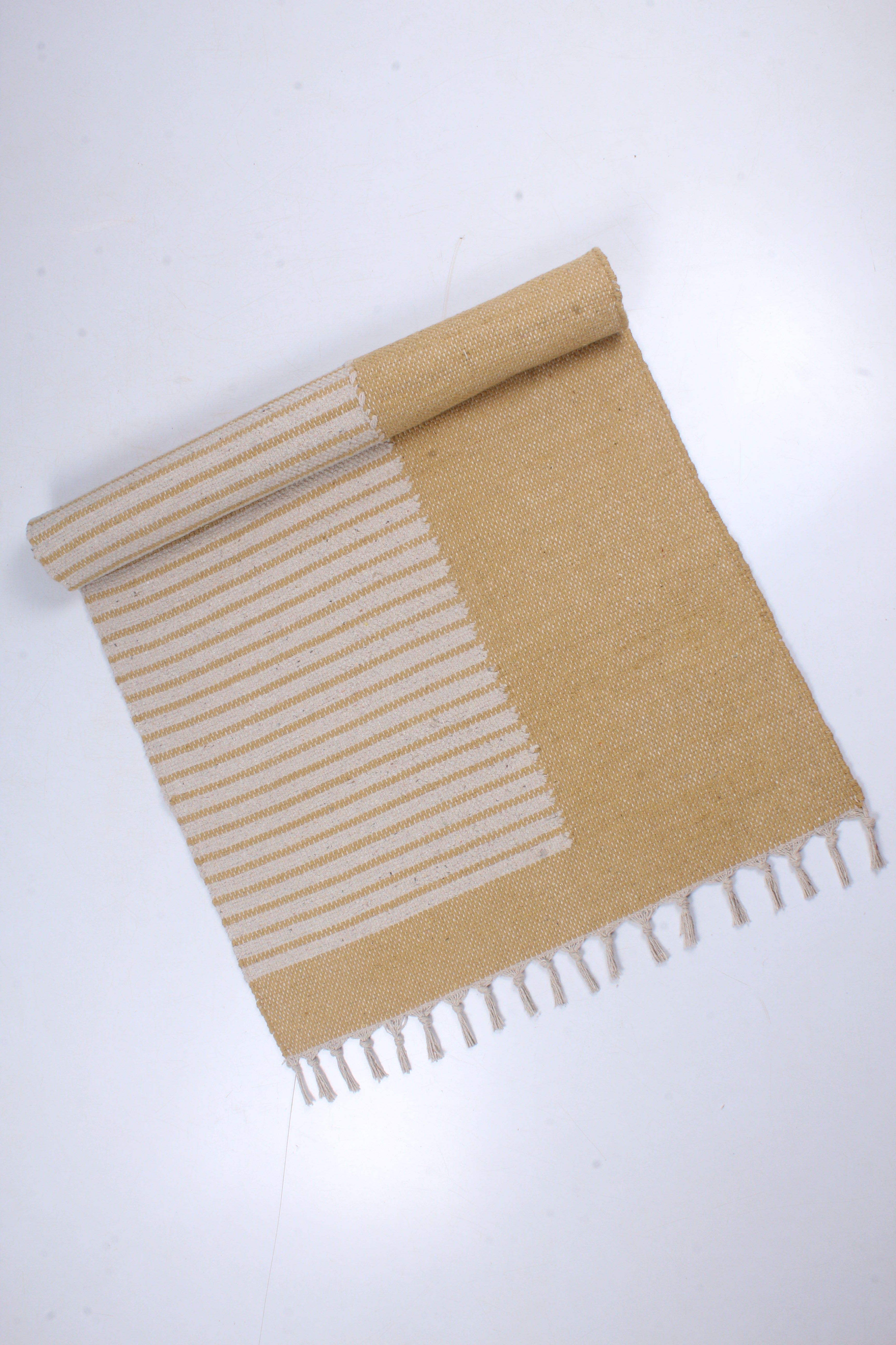 Shramdaan Yellow Yoga Mate with White Stripes