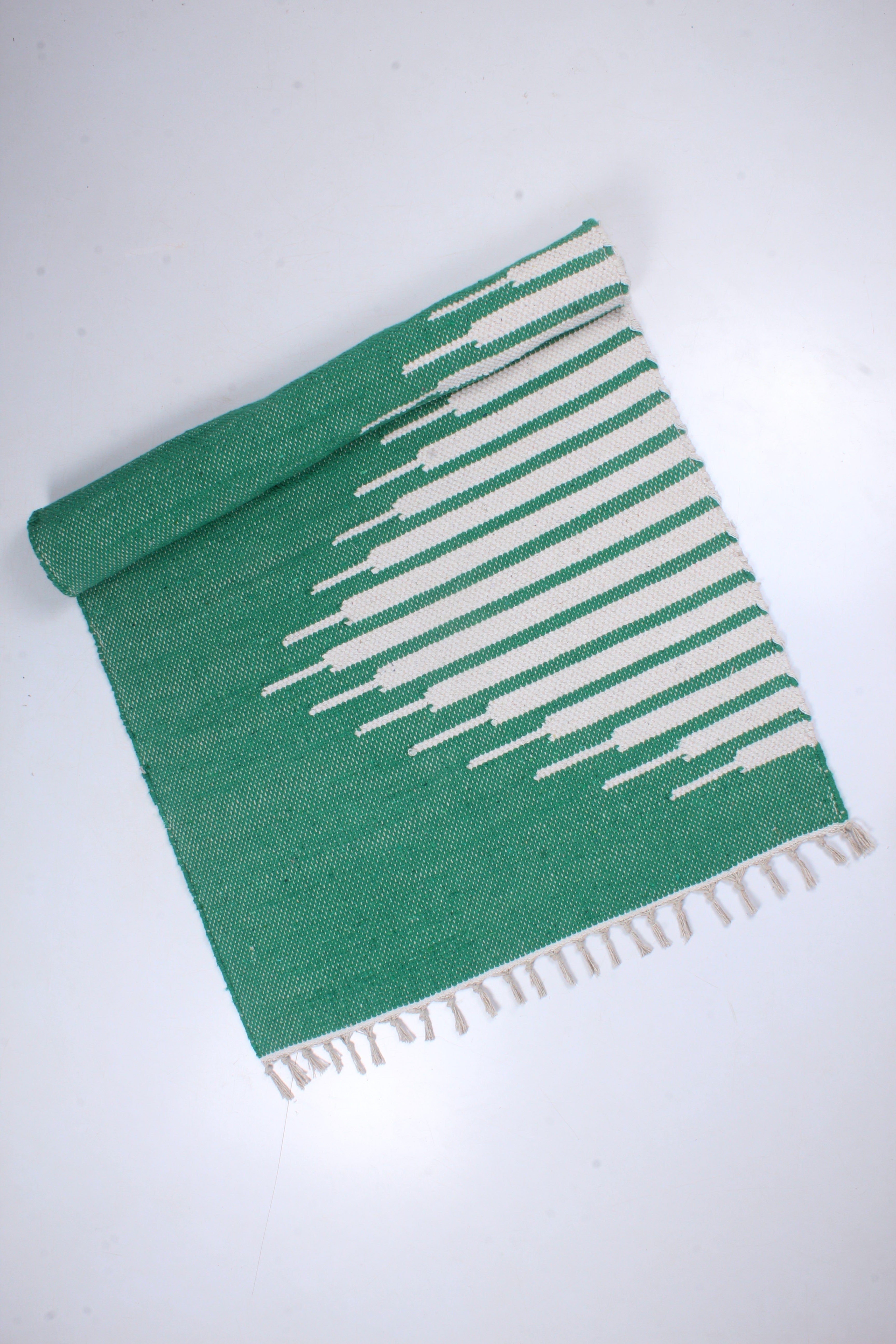 Shramdaan Green Yoga Mate with White Stripes