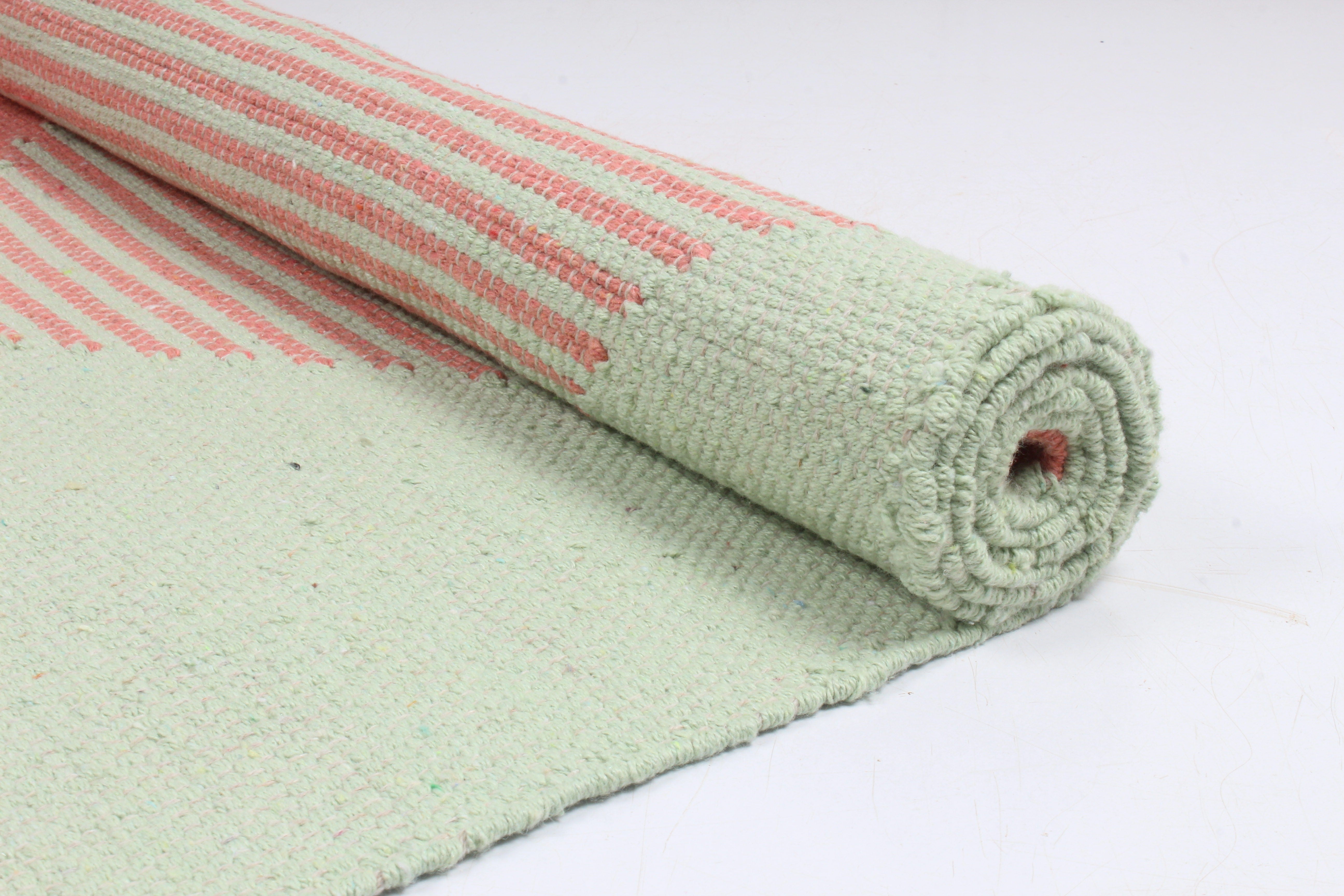 Shramdaan Handwoven Peach and Green Yoga Mat